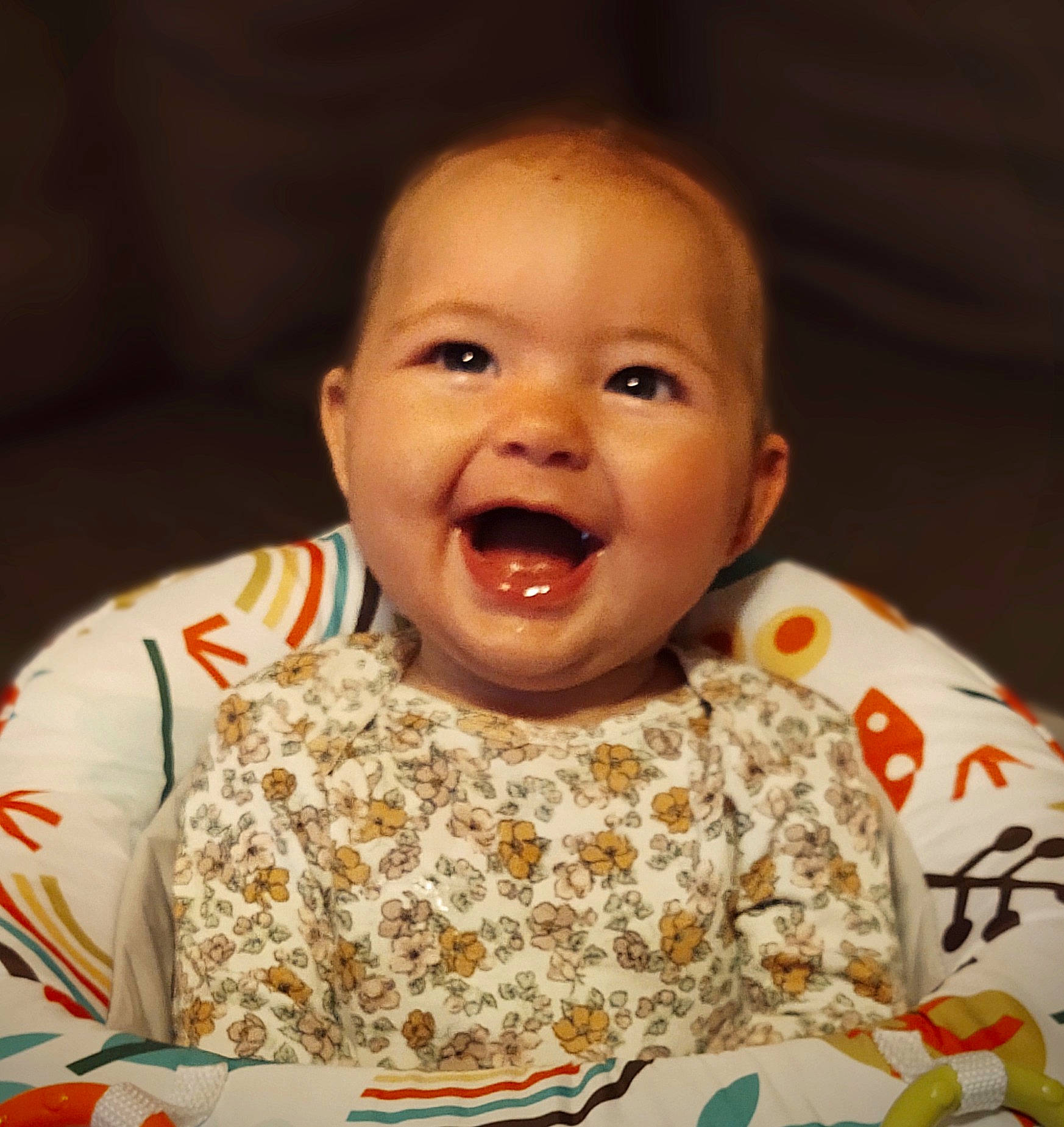 Sadie joined the competition — help win amazing prizes! baby, baby_laughing, baby_toddler_clothing, cheek, child, chin, event, face, facial_expression, fun, happy, laugh, nose, person, pleased, shout, skin, sleeve, smile, surprised