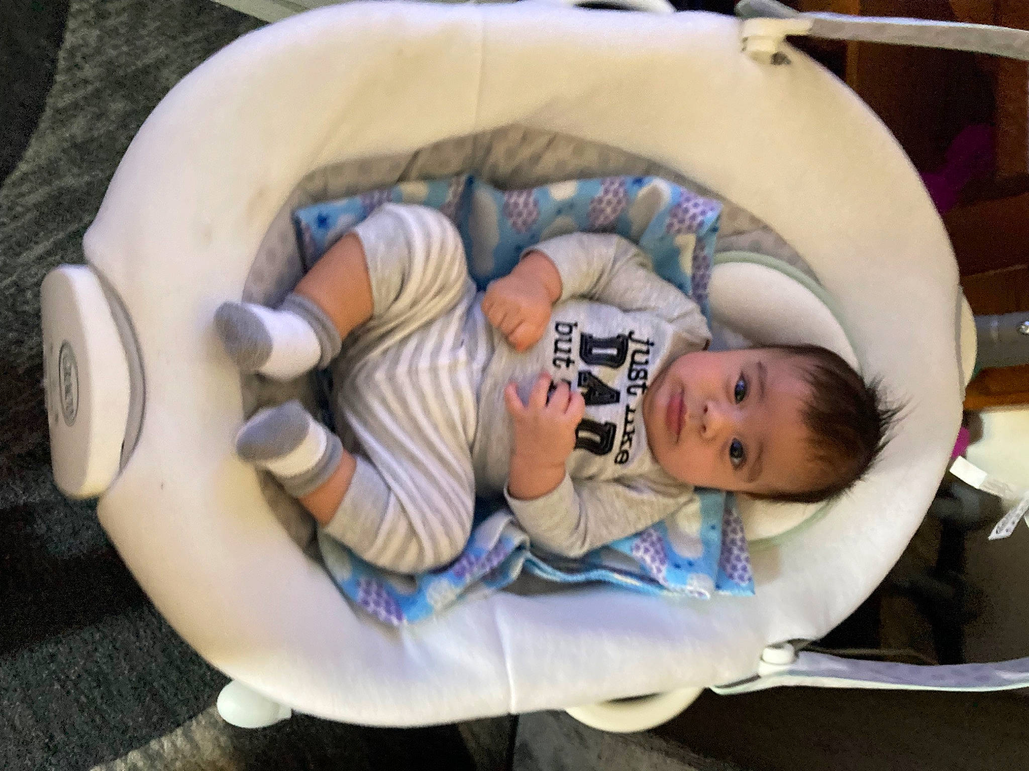 Vicente is registered to the contest to win money with this photo: baby, baby_carriage, baby_products, baby_safety, baby_toddler_clothing, bathing, child, comfort, fun, infant_bed, leisure, nap, person, personal_protective_equipment, play, recreation, sitting, sleep, toddler