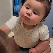 Yvette joined the competition — help win amazing prizes! arm, baby, bathroom, child, closeup, curious, cute, expression, face, hand, indoor, leg, mirror, mirror_image, necklace, pigtails, reflection, sink, skin, white_shirt