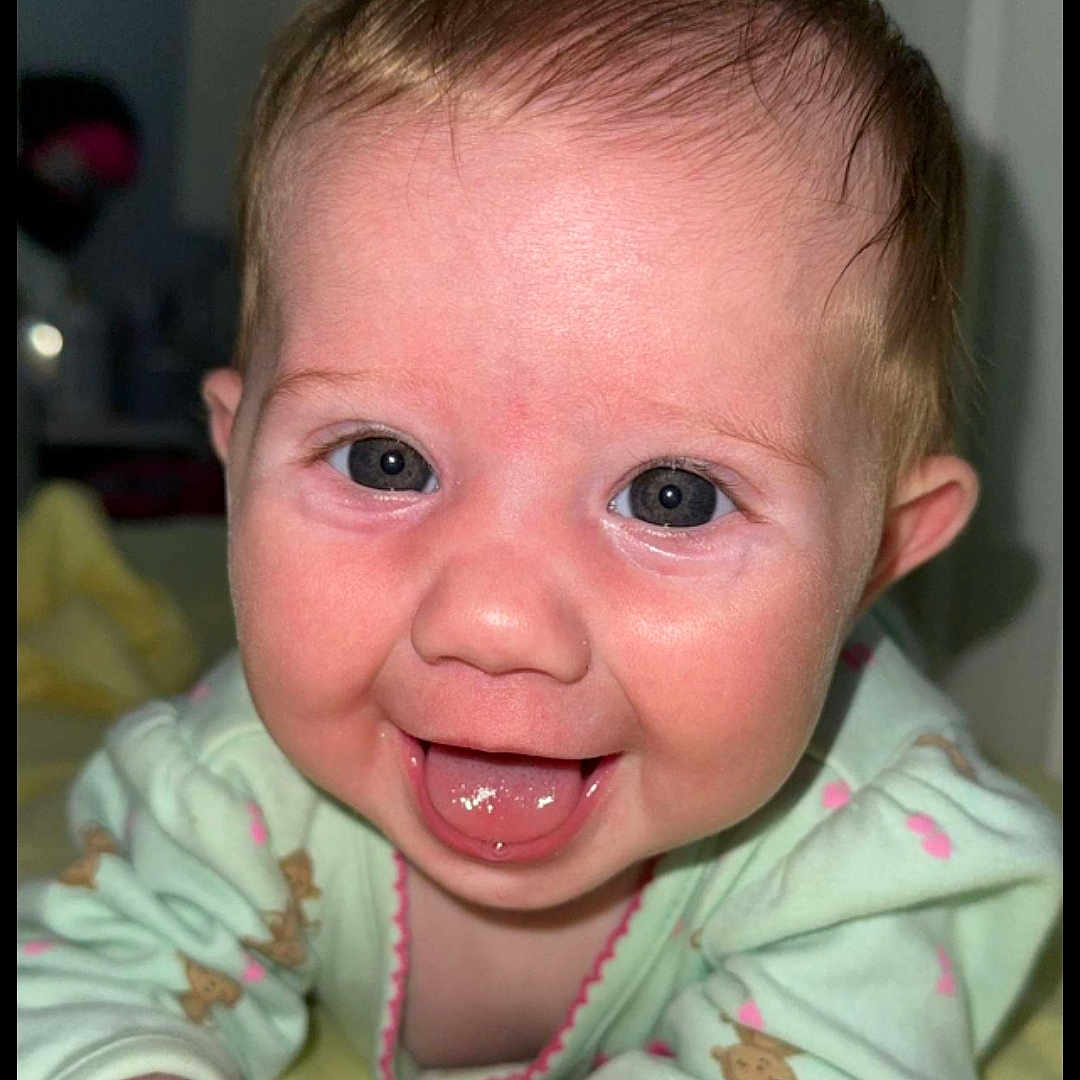 Theia joined the competition — help win amazing prizes! accessories, baby, babylaughing, bodypart, cosmetics, face, happy, head, jewelry, laughing, mouth, necklace, newborn, person, photography, portrait, selfie, smile, teeth, tongue