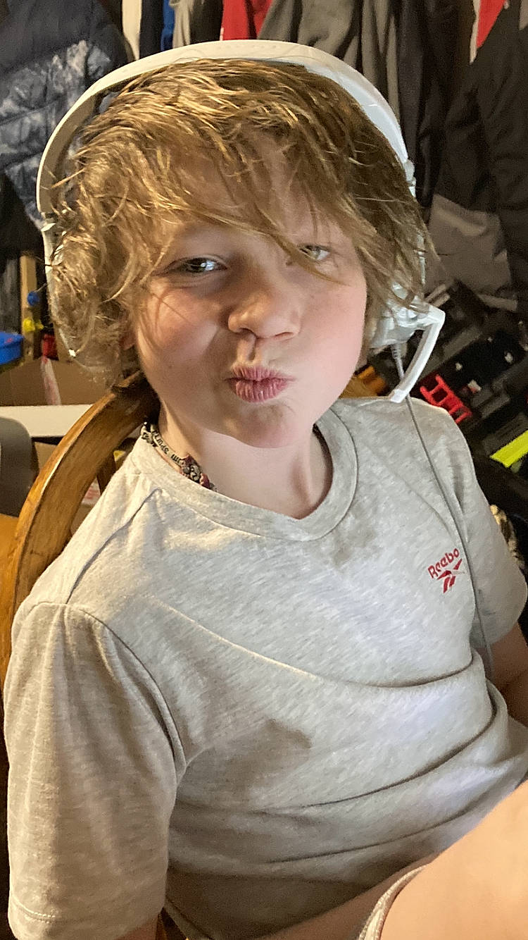 Braxton joined the competition — help win amazing prizes! audio_equipment, bangs, blond, brown_hair, child, eyelash, eyewear, feathered_hair, fun, hair_coloring, hairstyle, happy, jaw, jewellery, layered_hair, lip, person, sleeve, surfer_hair, t_shirt