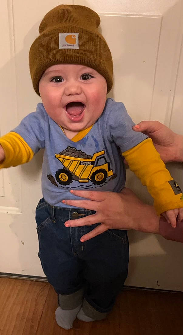 Jaxxon is registered to the contest to win money with this photo: baby, baby_toddler_clothing, cap, cheek, chin, clothing, eye, face, finger, happy, headwear, jeans, leg, mouth, nose, person, skin, sleeve, smile, t_shirt