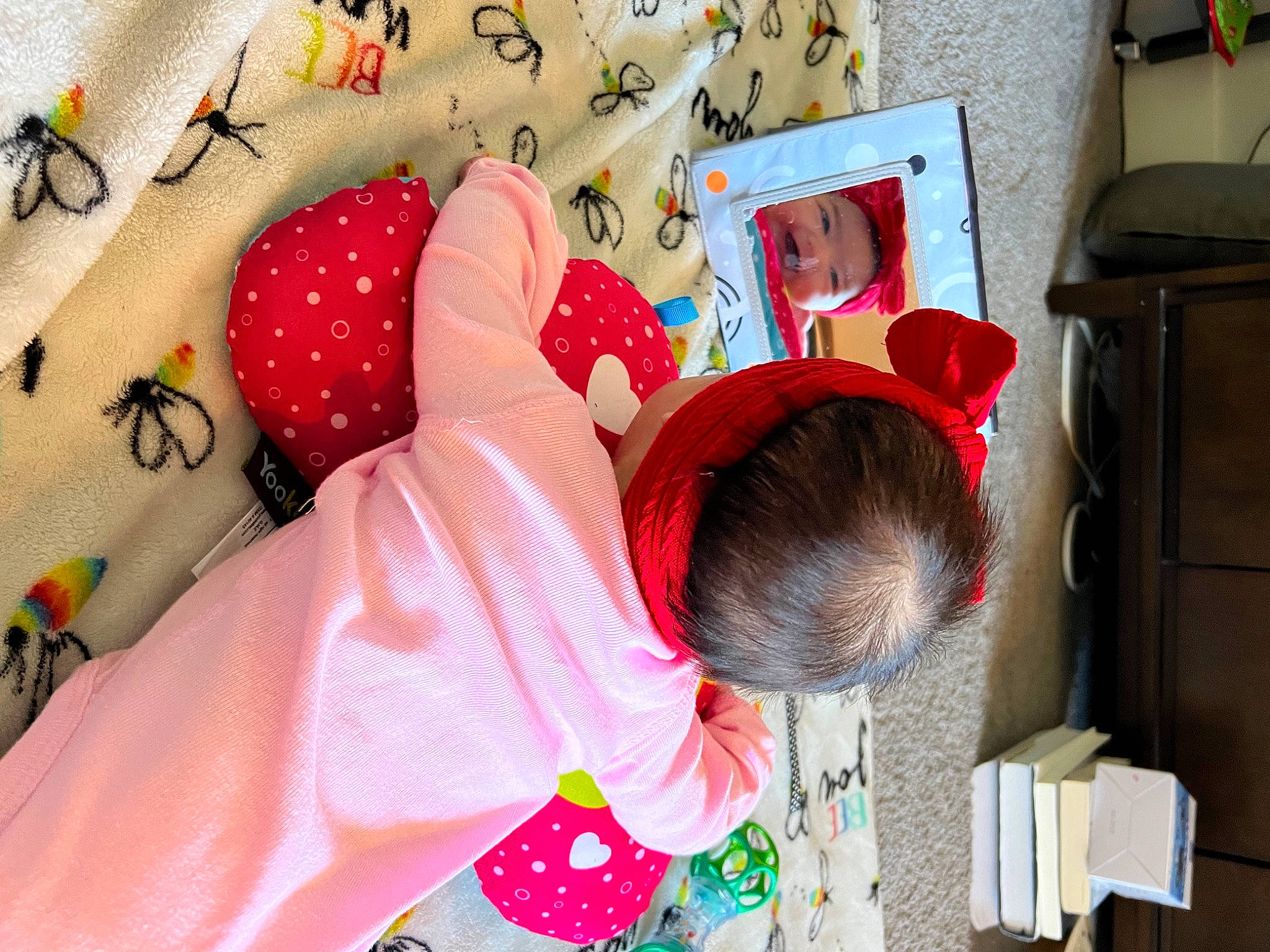 Athena joined the competition — help win amazing prizes! baby_toddler_clothing, bedding, carmine, child, craft, event, happy, headwear, holiday, linens, magenta, pattern, peach, person, pink, play, present, room, textile, toddler