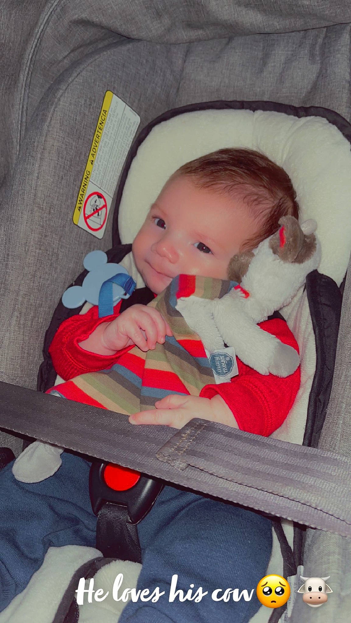 Parker is registered to the contest to win money with this photo: baby, baby_carriage, baby_toddler_clothing, car_seat, chair, cheek, chin, comfort, eye, finger, head, human_body, iris, lap, mouth, person, product, skin, sleeve, smile