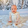 Ka'Lani Grace joined the competition — help win amazing prizes! baby, child, smiling, white_dress, snow, winter, snowflakes, forest, background, sitting, cute, portrait, holiday, festive, indoor, soft_lighting, happy, infant, seasonal, white