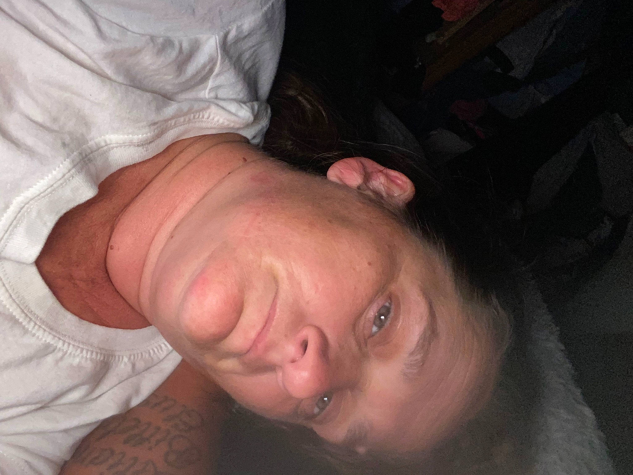 Ava is registered to the contest to win money with this photo: abdomen, cheek, chest, comfort, ear, elbow, eyelash, finger, flesh, fun, gesture, human_leg, mouth, nail, nose, person, sleep, throat, thumb, wrinkle