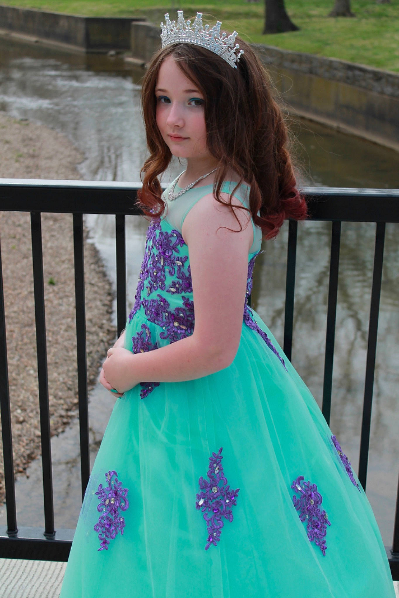 Raygan joined the competition — help win amazing prizes! day_dress, dress, face, fashion, fence, gown, green, hairstyle, happy, head, neck, one_piece_garment, person, pink, plant, shoulder, sleeve, textile, toy, waist