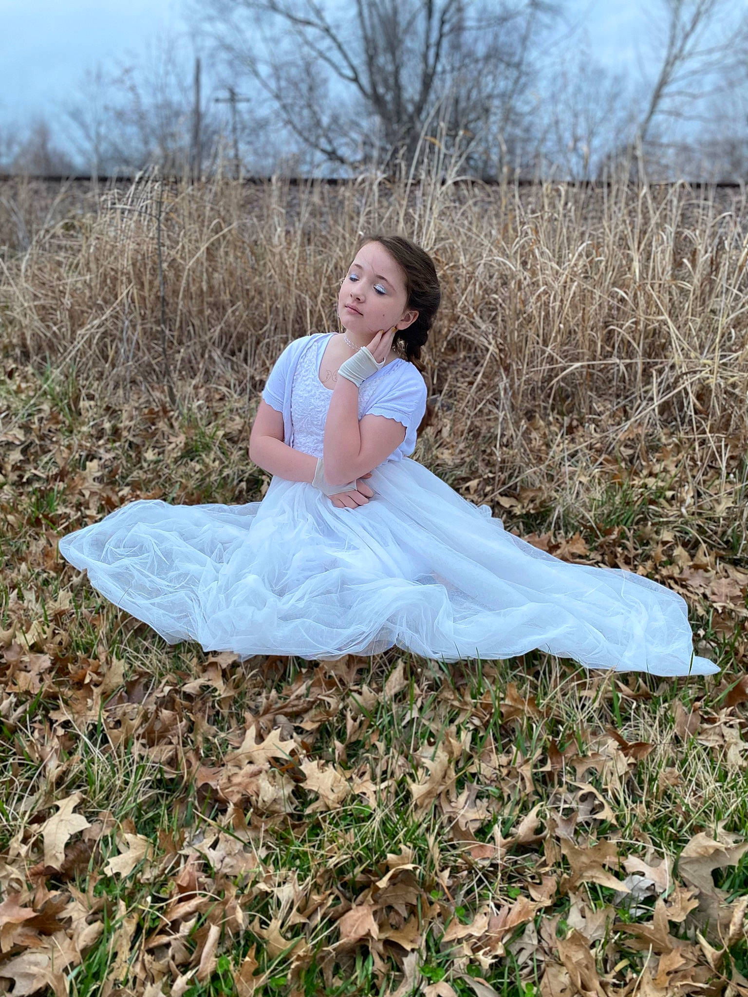 Raygan joined the competition — help win amazing prizes! bridal_accessory, bridal_clothing, bride, dress, flash_photography, forest, gown, grass, grassland, happy, human_body, landscape, long_hair, meadow, people_in_nature, person, plant, sky, tree, wedding_dress