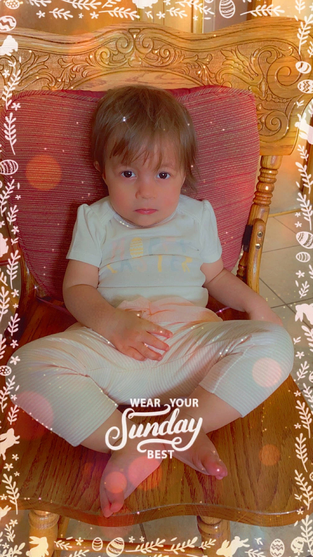Jayleigh is registered to the contest to win money with this photo: baby, baby_toddler_clothing, cheek, child, curtain, event, font, fun, happy, magenta, pattern, peach, person, photo_caption, pink, play, sitting, sock, thigh, thumb