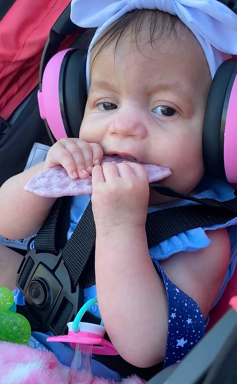 Jayleigh joined the competition — help win amazing prizes! azure, baby, baby_toddler_clothing, cheek, child, eyelash, face, finger, flash_photography, gesture, happy, iris, nail, person, photograph, pink, product, purple, skin, smile