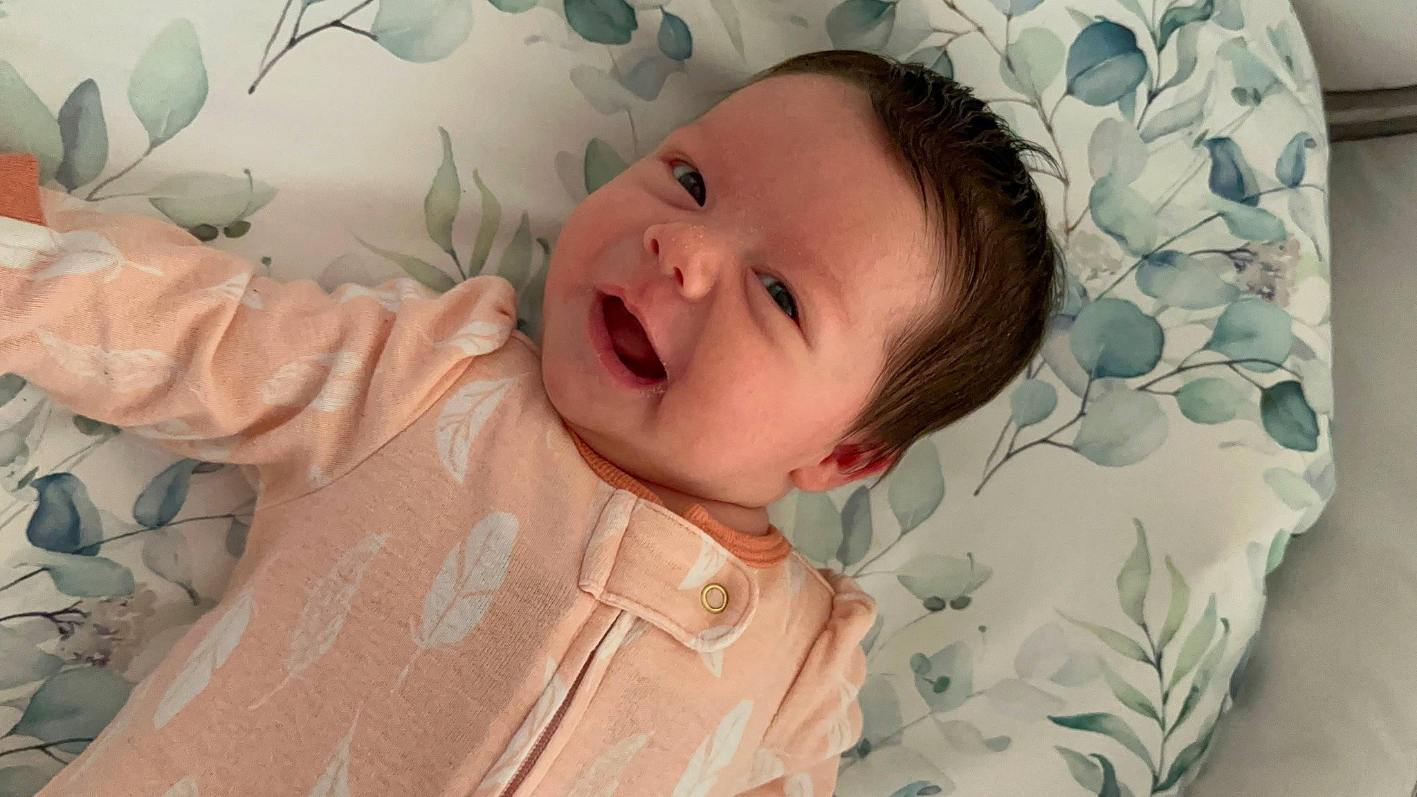 Lilah is registered to the contest to win money with this photo: baby, cheek, chin, comfort, ear, eye, eyebrow, forehead, gesture, happy, head, iris, lip, mouth, nose, person, pink, skin, sleeve, smile