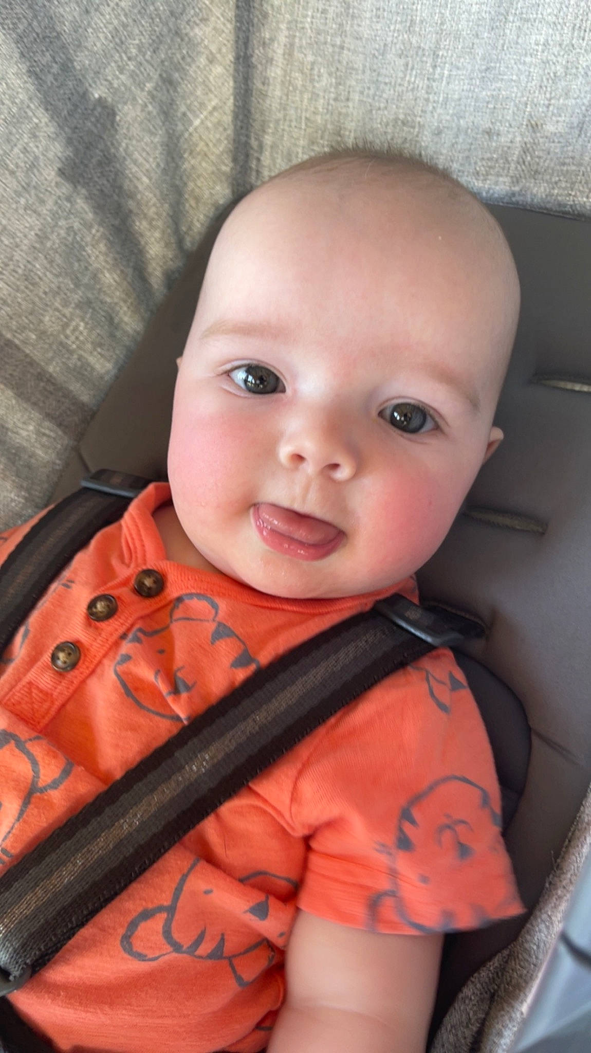 Cayson joined the competition — help win amazing prizes! baby, baby_products, baby_toddler_clothing, car_seat, cheek, child, chin, comfort, eye, eyebrow, eyelash, iris, mouth, nose, person, seat_belt, sitting, skin, sleeve, smile