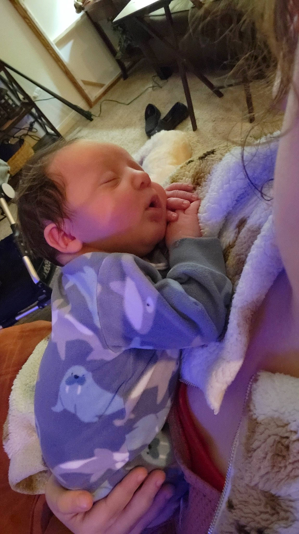 Jack is registered to the contest to win money with this photo: baby, baby_products, baby_toddler_clothing, cheek, child, comfort, fun, fur, linens, mammal, mouth, nose, person, pink, purple, room, sitting, skin, sleeve, toddler