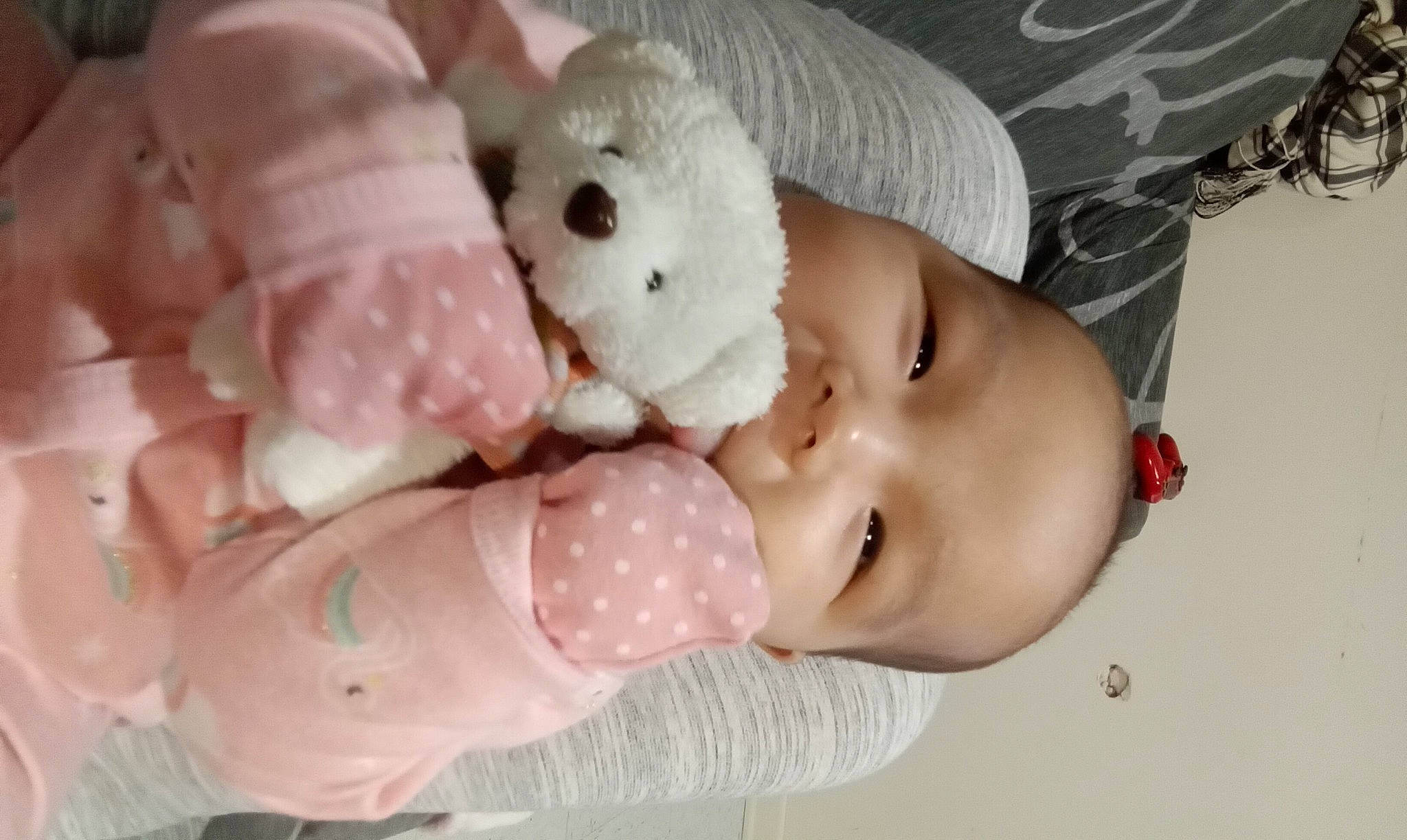 Miranda joined the competition — help win amazing prizes! baby, baby_products, baby_safety, baby_sleeping, baby_toddler_clothing, cheek, child, comfort, eyelash, happy, headgear, human_body, nose, person, pink, skin, stuffed_toy, teddy_bear, toddler, toy