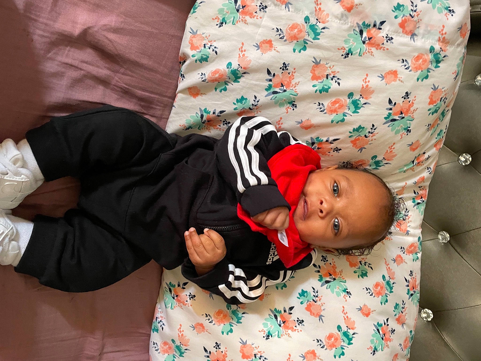 Mazakai is registered to the contest to win money with this photo: baby, baby_products, baby_sleeping, baby_toddler_clothing, child, comfort, event, finger, fun, glasses, happy, hat, lap, linens, pattern, people, person, room, sitting, sleeve