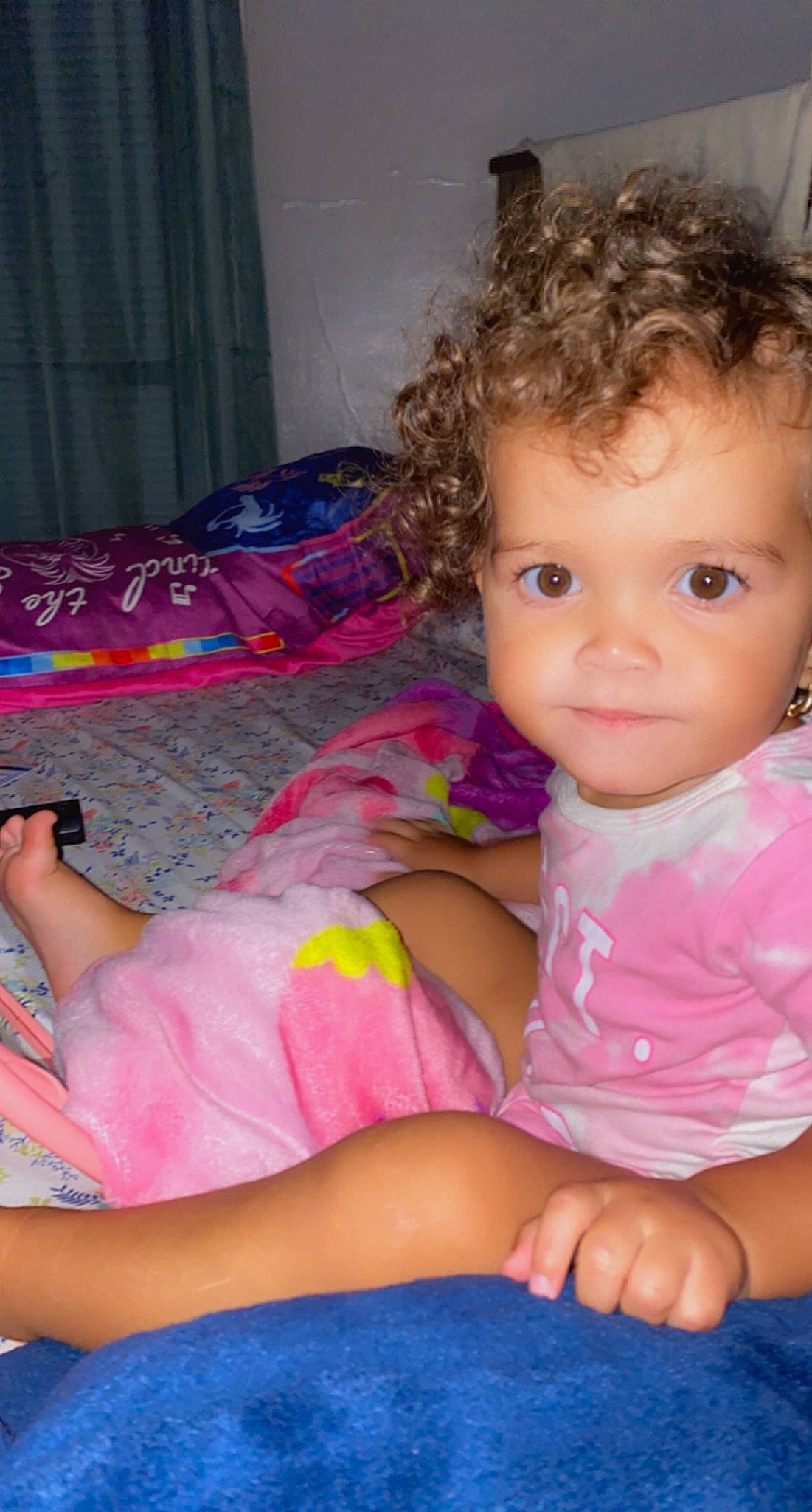 Delaney joined the competition — help win amazing prizes! baby_toddler_clothing, cheek, clothing, comfort, eyelash, facial_expression, finger, fun, hand, happy, iris, knee, lap, mouth, person, pink, purple, skin, smile, thigh