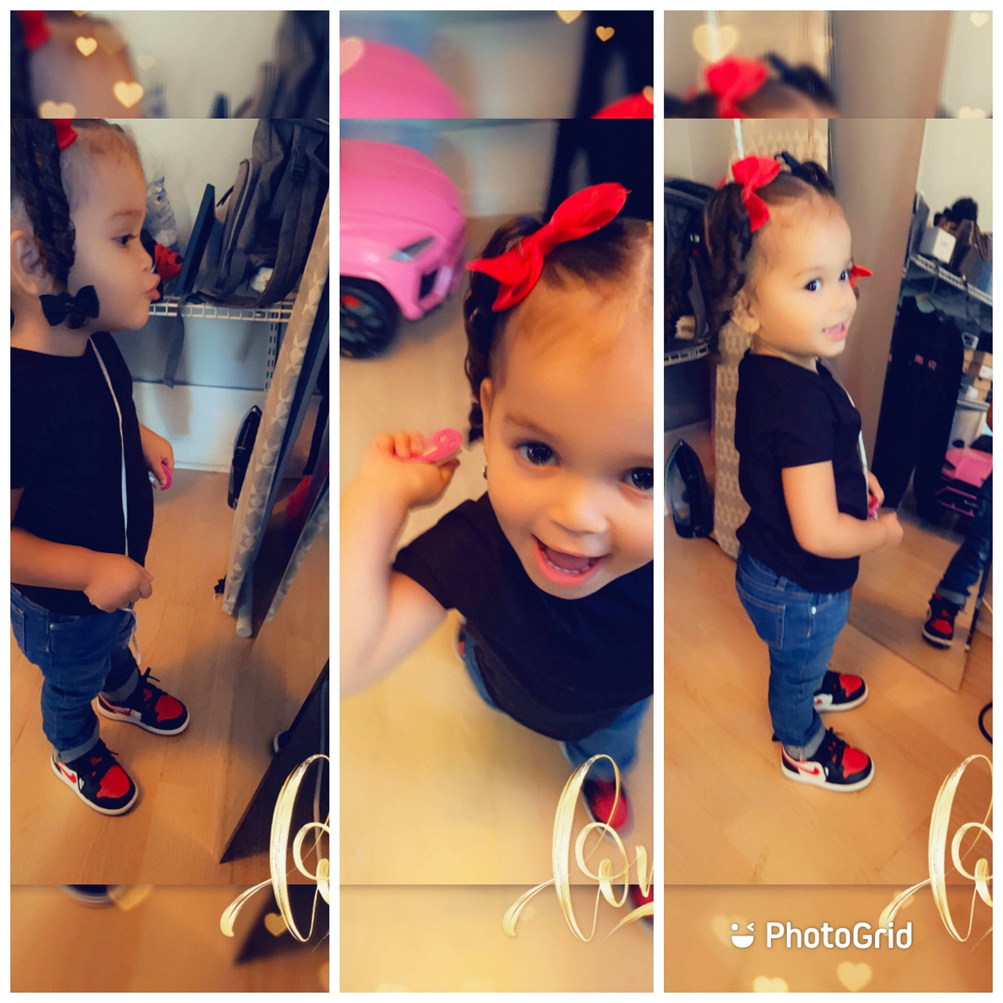 Delaney is registered to the contest to win money with this photo: art, baby, beauty, child, collage, dress, electronic_device, facial_expression, font, gesture, hairstyle, happy, joy, material_property, pattern, person, plant, product, selfie, sleeve