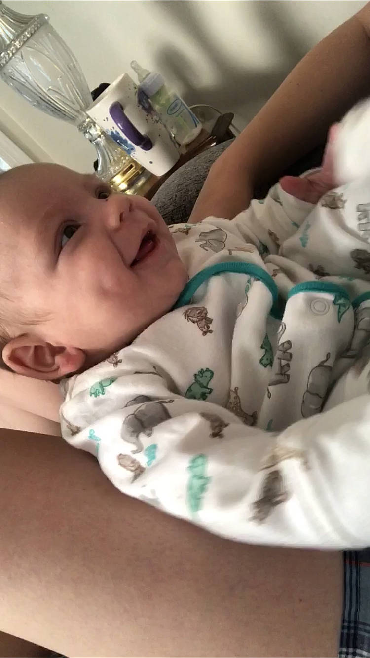 Landon is registered to the contest to win money with this photo: baby, birth, cheek, child, childbirth, mouth, person, skin, toddler