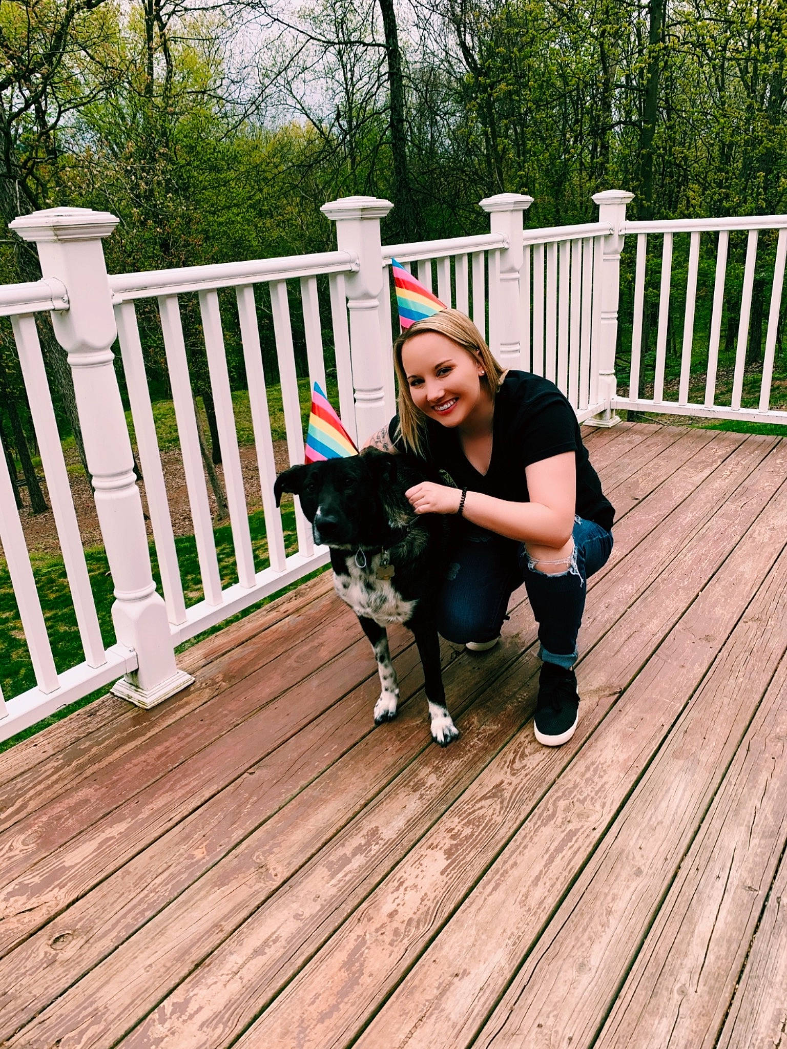 Remi joined the competition — help win amazing prizes! carnivore, companion_dog, dog, dog_breed, fawn, felidae, fence, grass, handrail, happy, hardwood, leg, leisure, plant, porch, smile, tail, thigh, tree, wood