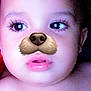 child, face, close_up, filter, dog_ears, dog_nose, young_child, portrait, digital_effect, cute, expression, lips, eyes, skin, head, fun, playful, selfie, indoor, baby