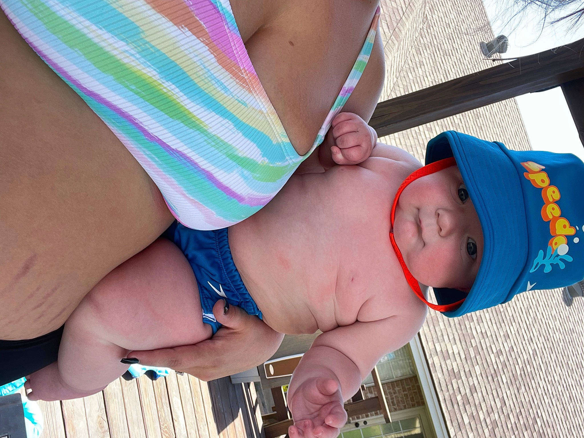 Anthony joined the competition — help win amazing prizes! abdomen, azure, baby, baby_toddler_clothing, blue, chest, finger, fun, grass, happy, hat, headwear, human_body, interaction, leisure, person, skin, stomach, summer, thigh