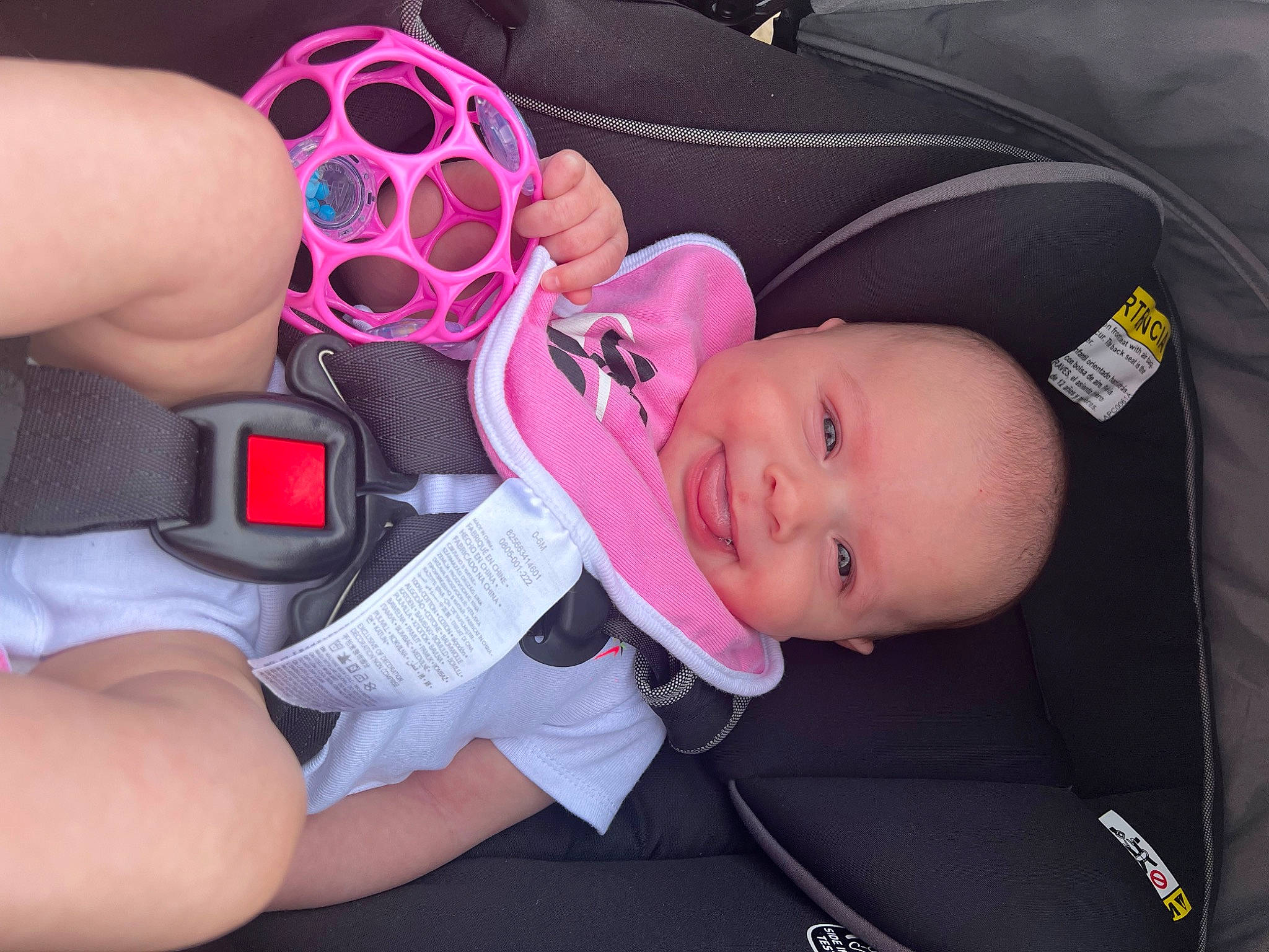 Aubrey joined the competition — help win amazing prizes! baby, baby_carriage, baby_products, baby_safety, baby_sleeping, baby_toddler_clothing, car_seat, carmine, chest, child, comfort, eyelash, fashion_accessory, finger, joy, nail, person, product, thigh, thumb