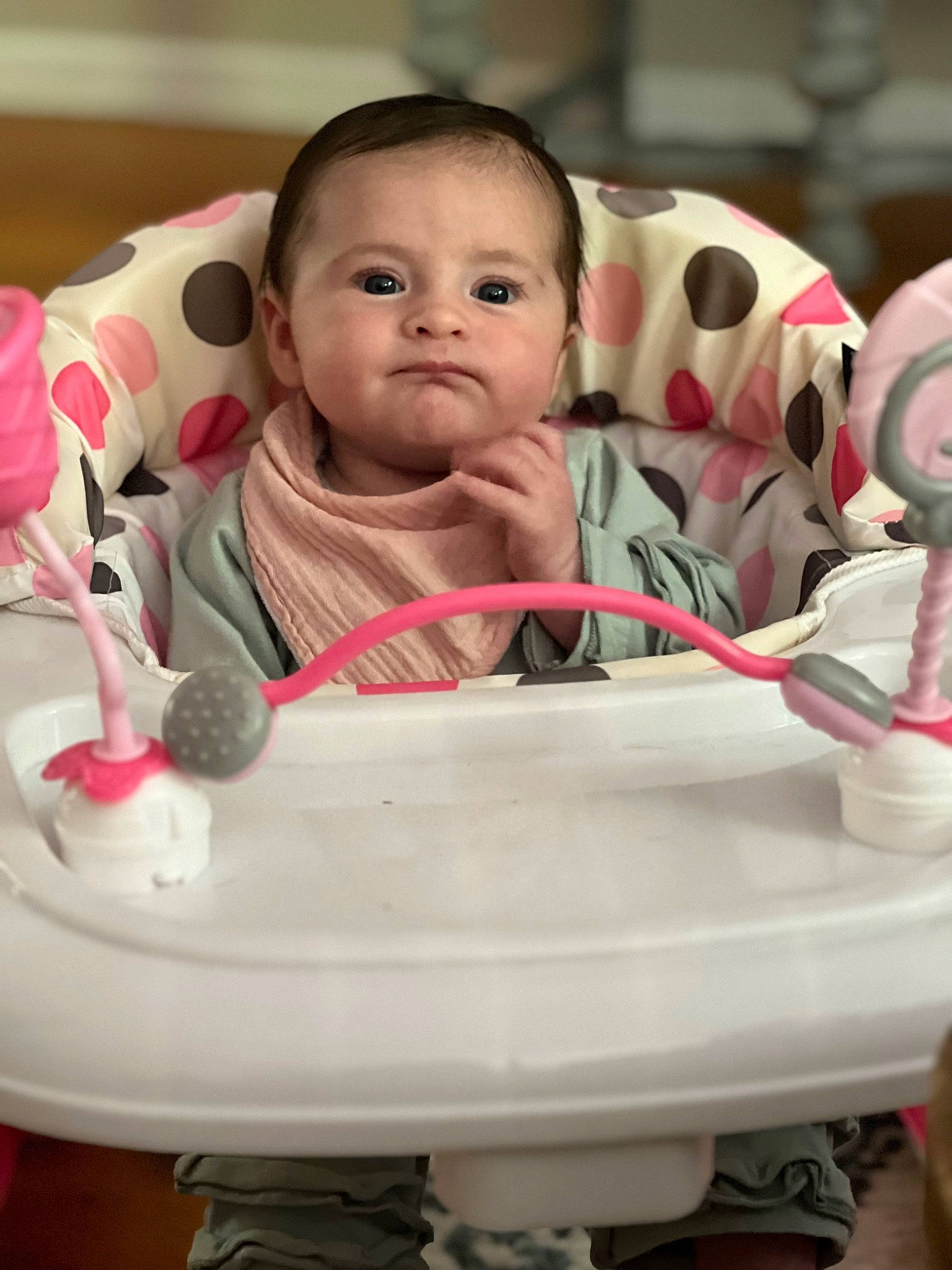 Eloise joined the competition — help win amazing prizes! baby, baby_safety, baby_toddler_clothing, bib, cheek, comfort, eye, eyebrow, finger, fun, hairstyle, happy, head, iris, lip, mouth, nose, person, skin, sleeve