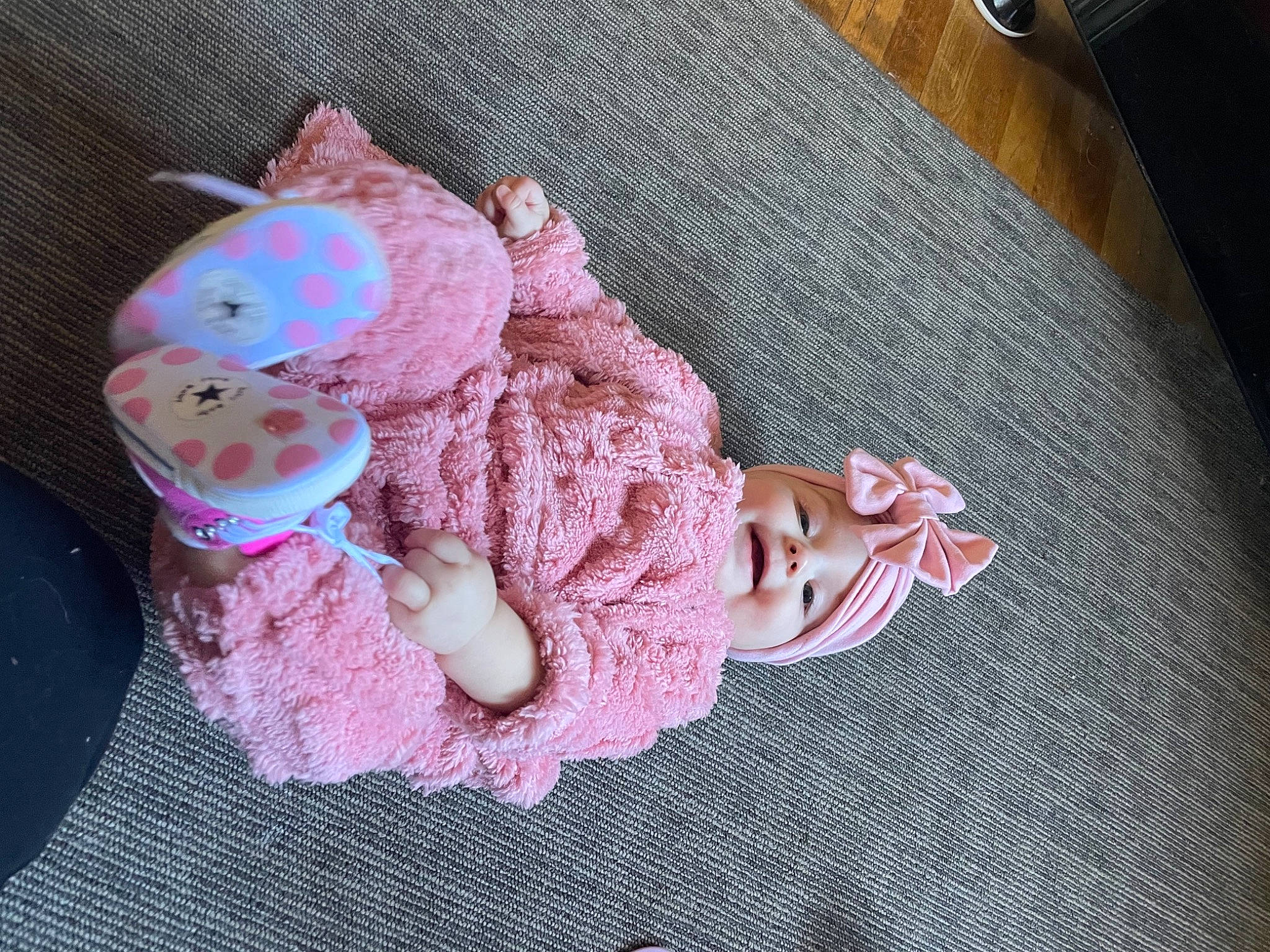 Kylie joined the competition — help win amazing prizes! art, baby, baby_products, baby_toddler_clothing, cap, craft, creative_arts, fashion_accessory, fawn, fur, headwear, linens, magenta, pattern, person, pink, sleeve, stuffed_toy, thread, wood