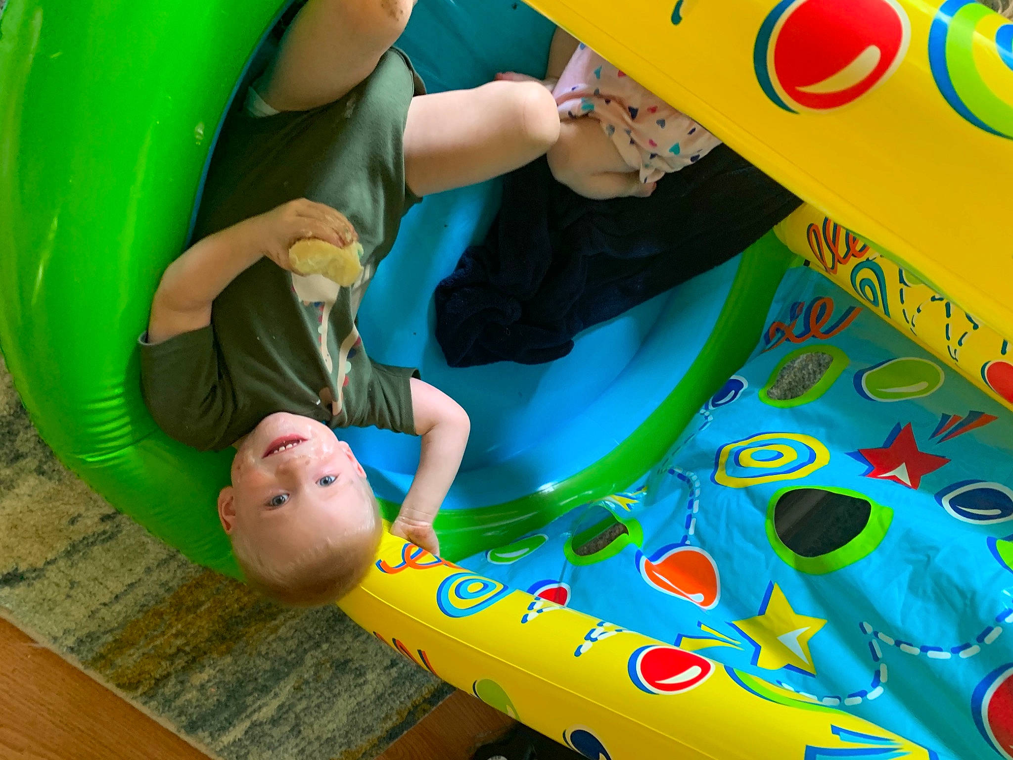 Ayvah is registered to the contest to win money with this photo: child, chute, fun, games, grass, green, happy, hardwood, joy, leisure, outdoor_play_equipment, person, photograph, play, playground, recreation, red, snapshot, summer, toddler