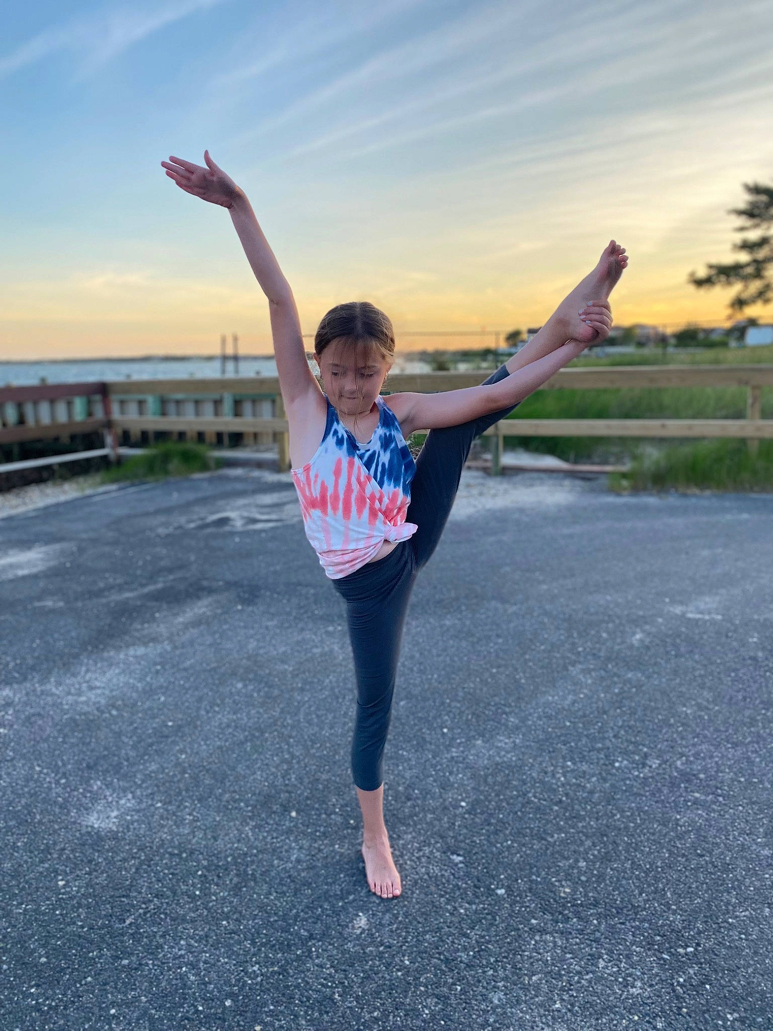 Fiona joined the competition — help win amazing prizes! arm, asphalt, balance, barefoot, cloud, electric_blue, flash_photography, fun, gesture, hand, happy, human_leg, leisure, people_in_nature, performing_arts, person, plant, road, sky, sportswear