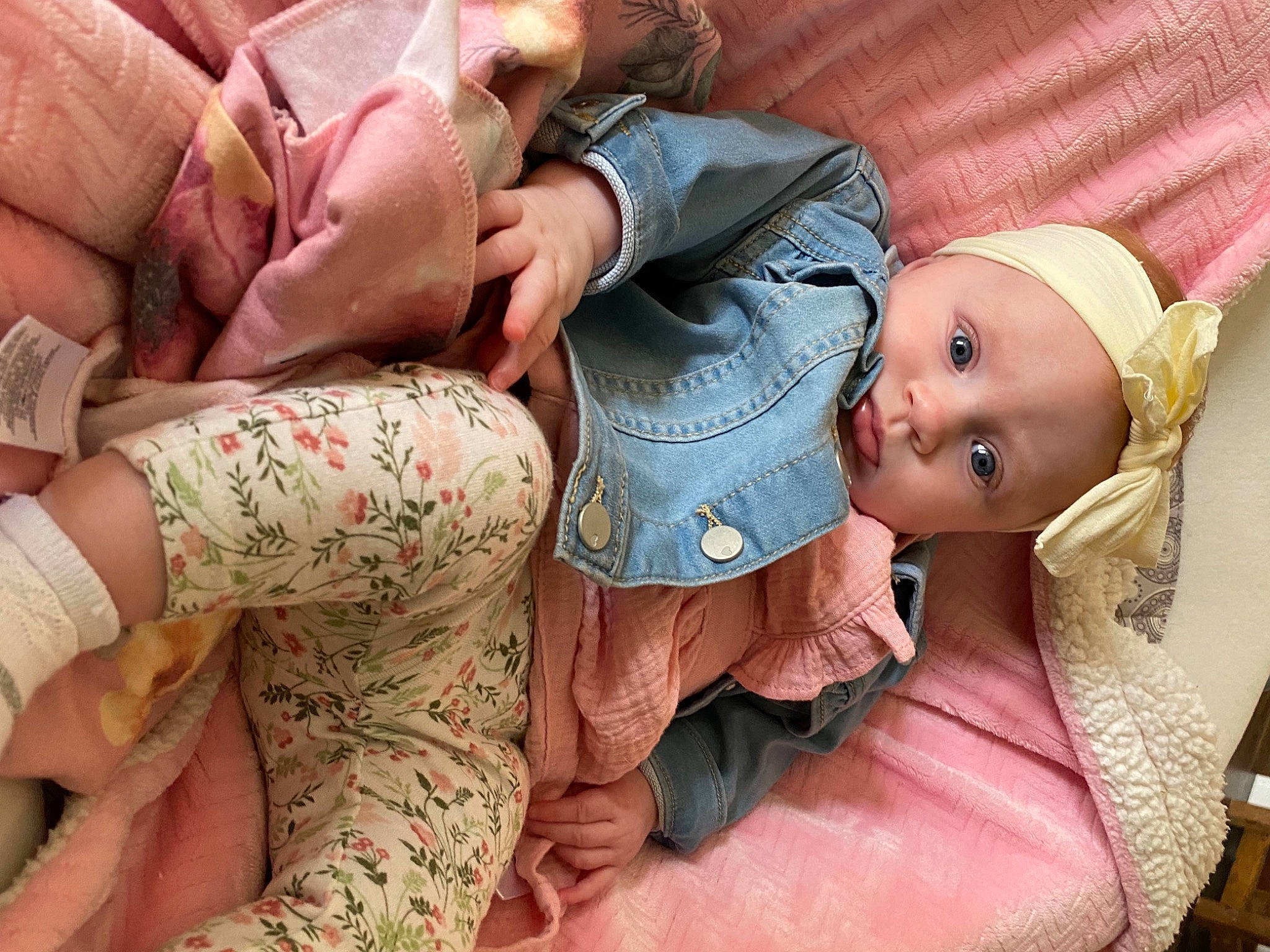 Gemma joined the competition — help win amazing prizes! baby, baby_products, baby_toddler_clothing, cheek, child, comfort, finger, gesture, hand, headwear, human_body, human_leg, mouth, nail, person, pink, skin, smile, textile, thumb