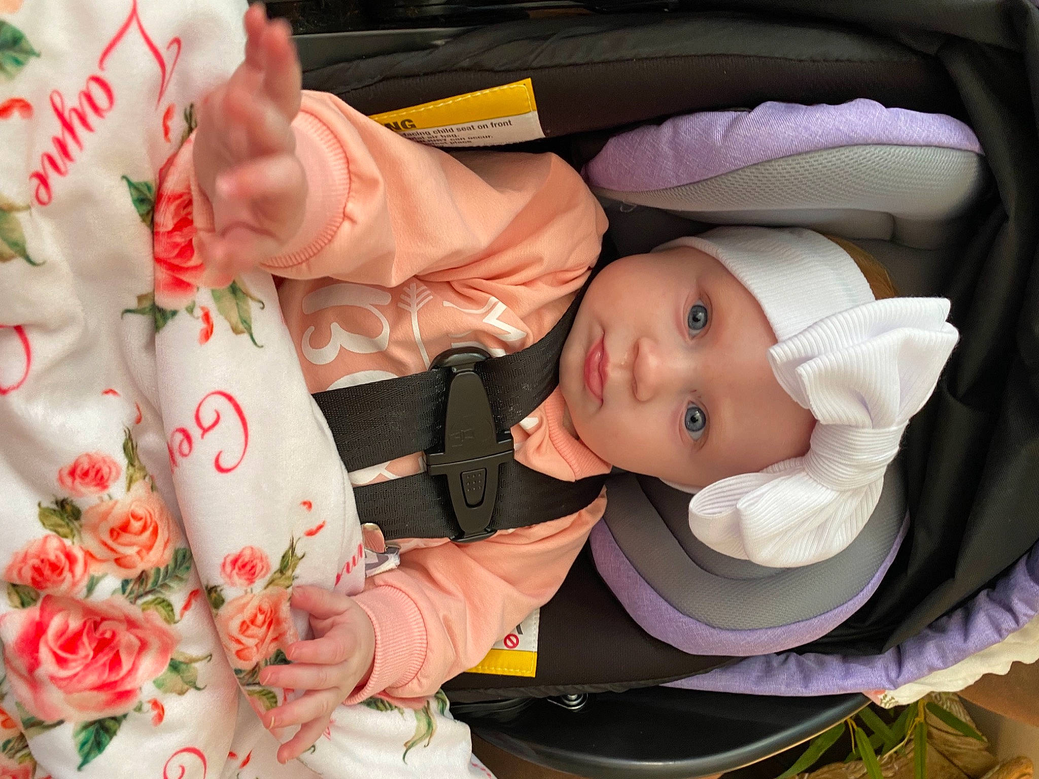 Gemma is registered to the contest to win money with this photo: baby, baby_toddler_clothing, beauty, cheek, child, comfort, dress, facial_expression, flower, head, headwear, person, petal, pink, plant, product, rose, skin, sleeve, textile