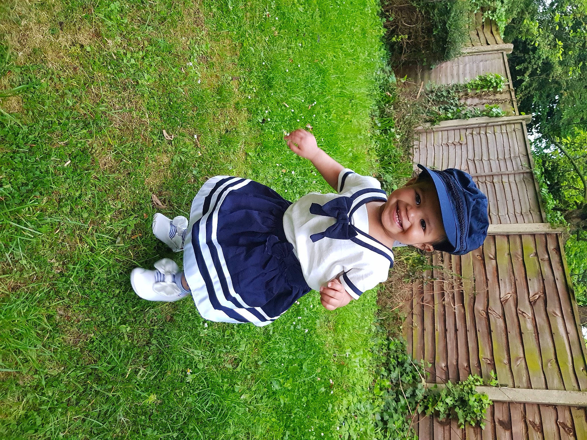 Anthea joined the competition — help win amazing prizes! baby_toddler_clothing, child, fun, garden, grass, grassland, groundcover, happy, hardwood, hat, headwear, joy, lawn, leisure, people_in_nature, person, plant, recreation, smile, toddler