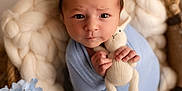 Alessio a rejoint le concours — aidez-le/la à gagner de superbes lots ! baby, infant, blue_blanket, knitted_toy, bunny, cute, portrait, closeup, soft_texture, cozy, child, wrapped, hands, face, expression, indoors, newborn, plush, warm, rest