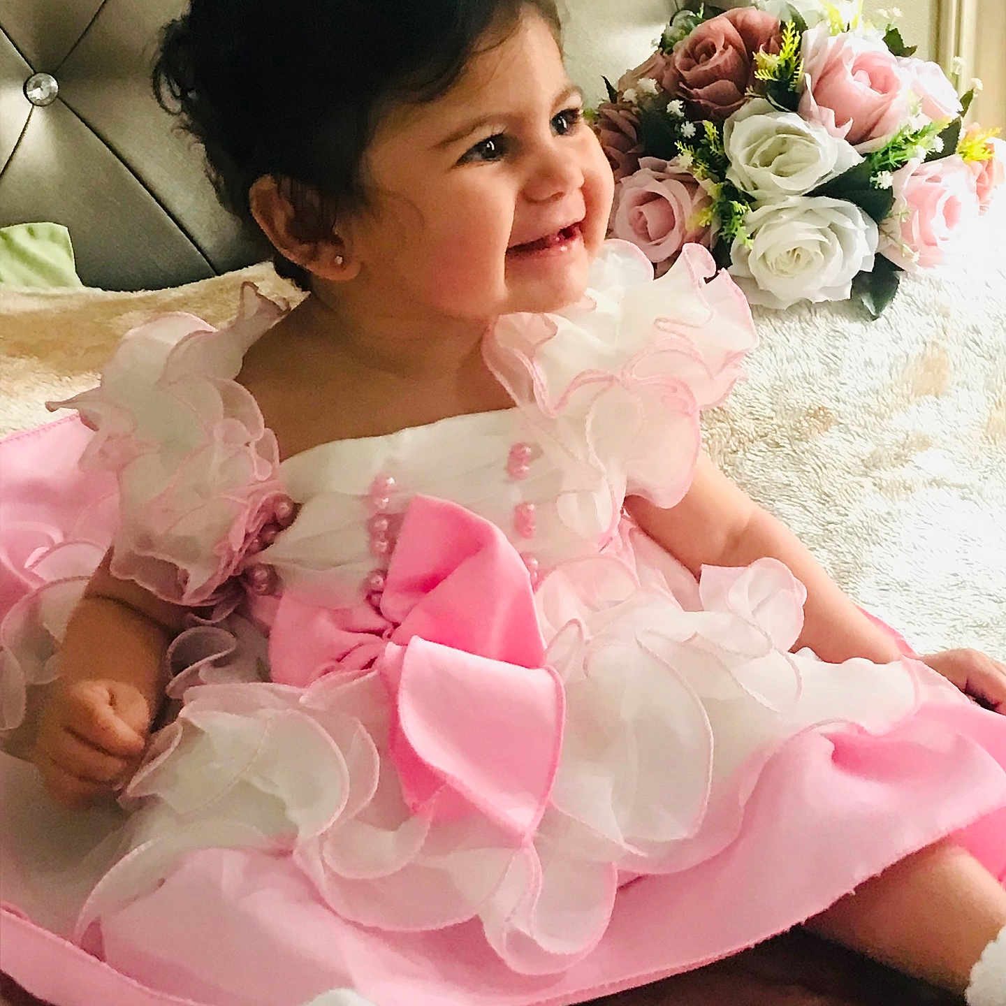Gabriella K is registered to the contest to win money with this photo: adult, clothing, dress, face, fashion, female, flower, flowerarrangement, flowerbouquet, formalwear, gown, head, person, petal, photography, plant, portrait, pottedplant, rose, woman