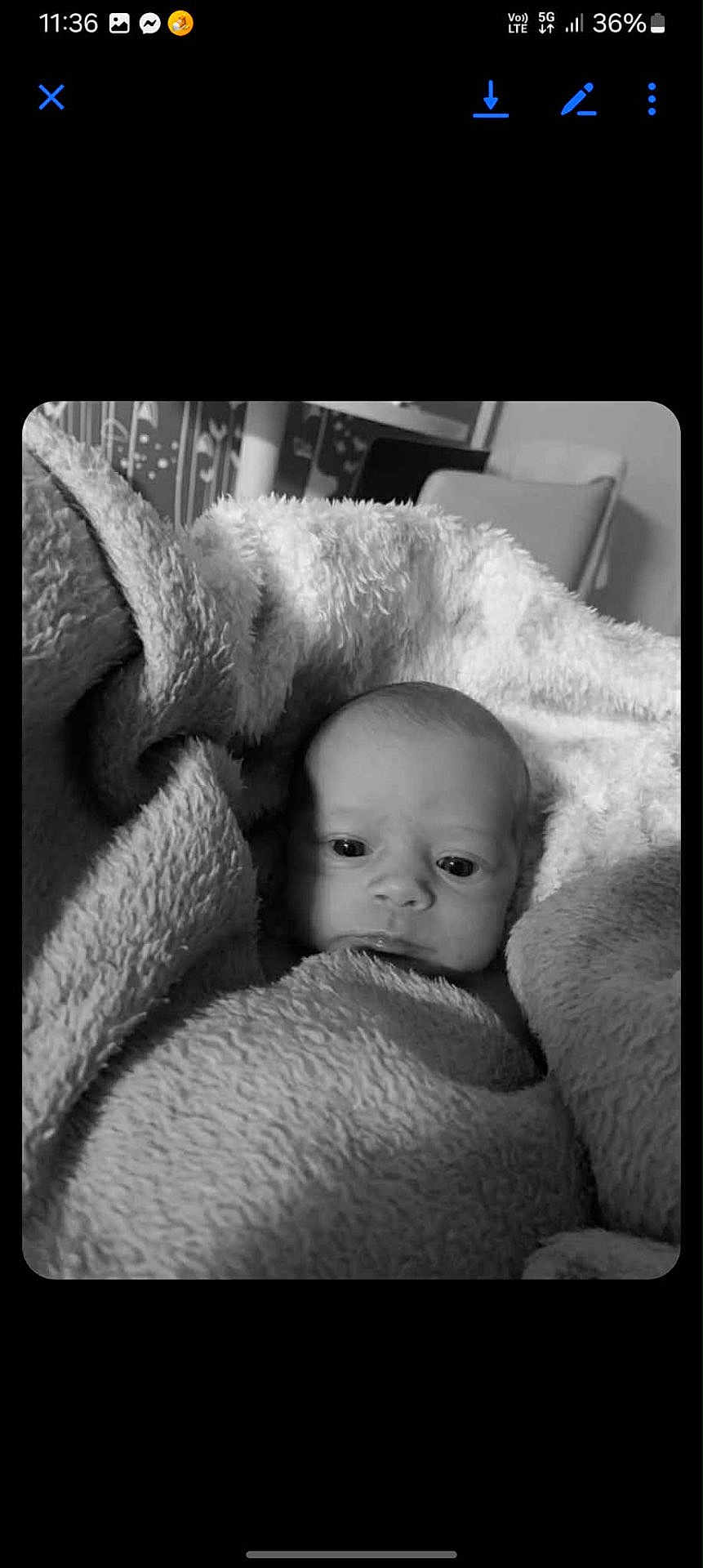 Maïwen a rejoint le concours — aidez-le/la à gagner de superbes lots ! baby, blanket, wrapped, cozy, infant, face, portrait, black_and_white, newborn, soft_texture, cushion, indoor, cute, child, head, resting, warm, comfort, closeup, sleepy