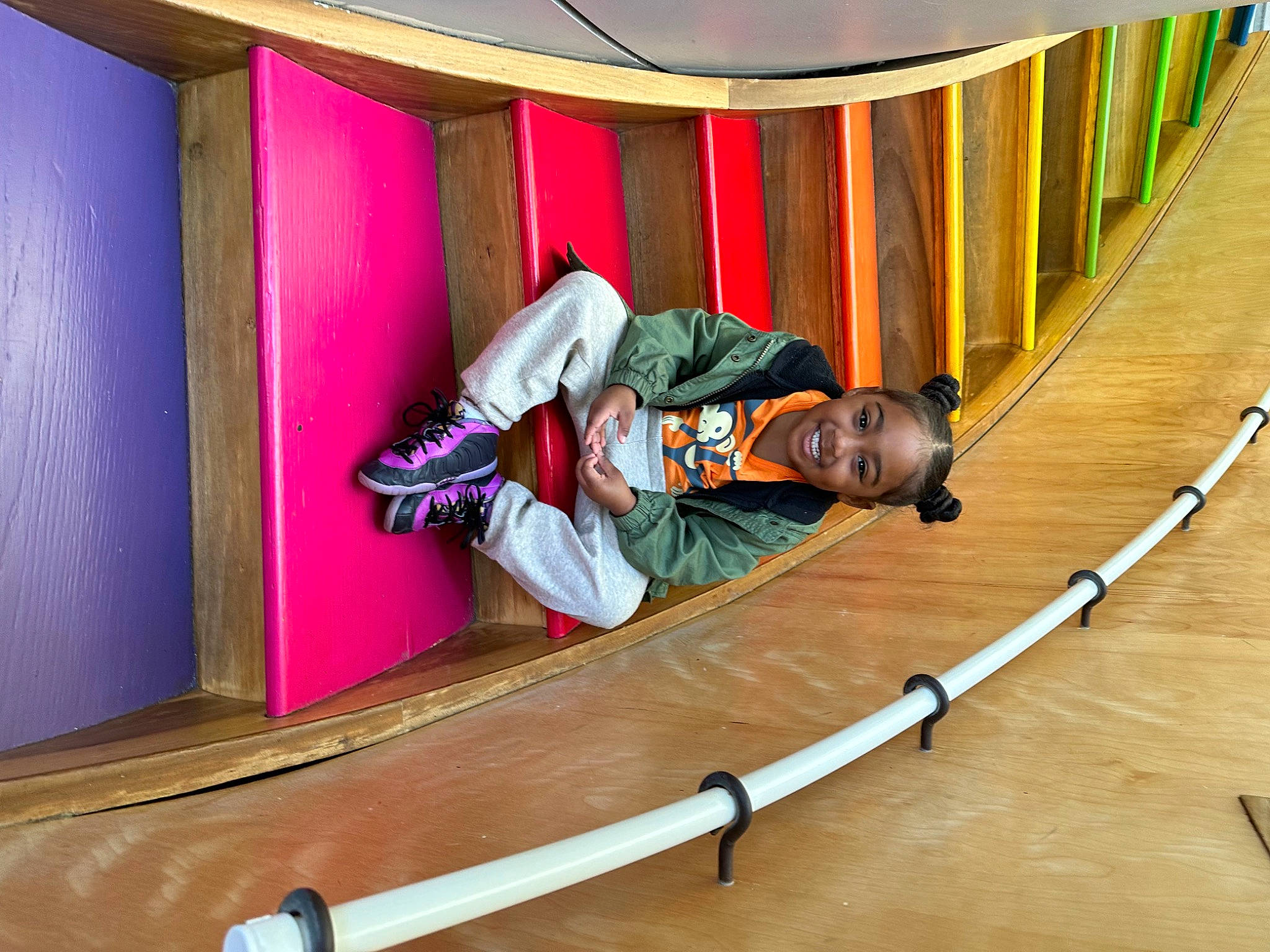 Elizabeth is registered to the contest to win money with this photo: adventure, boats_and_boating_equipment_and_supplies, entertainment, fun, hardwood, joy, leisure, magenta, person, plywood, recreation, room, rope, varnish, wood, wood_stain