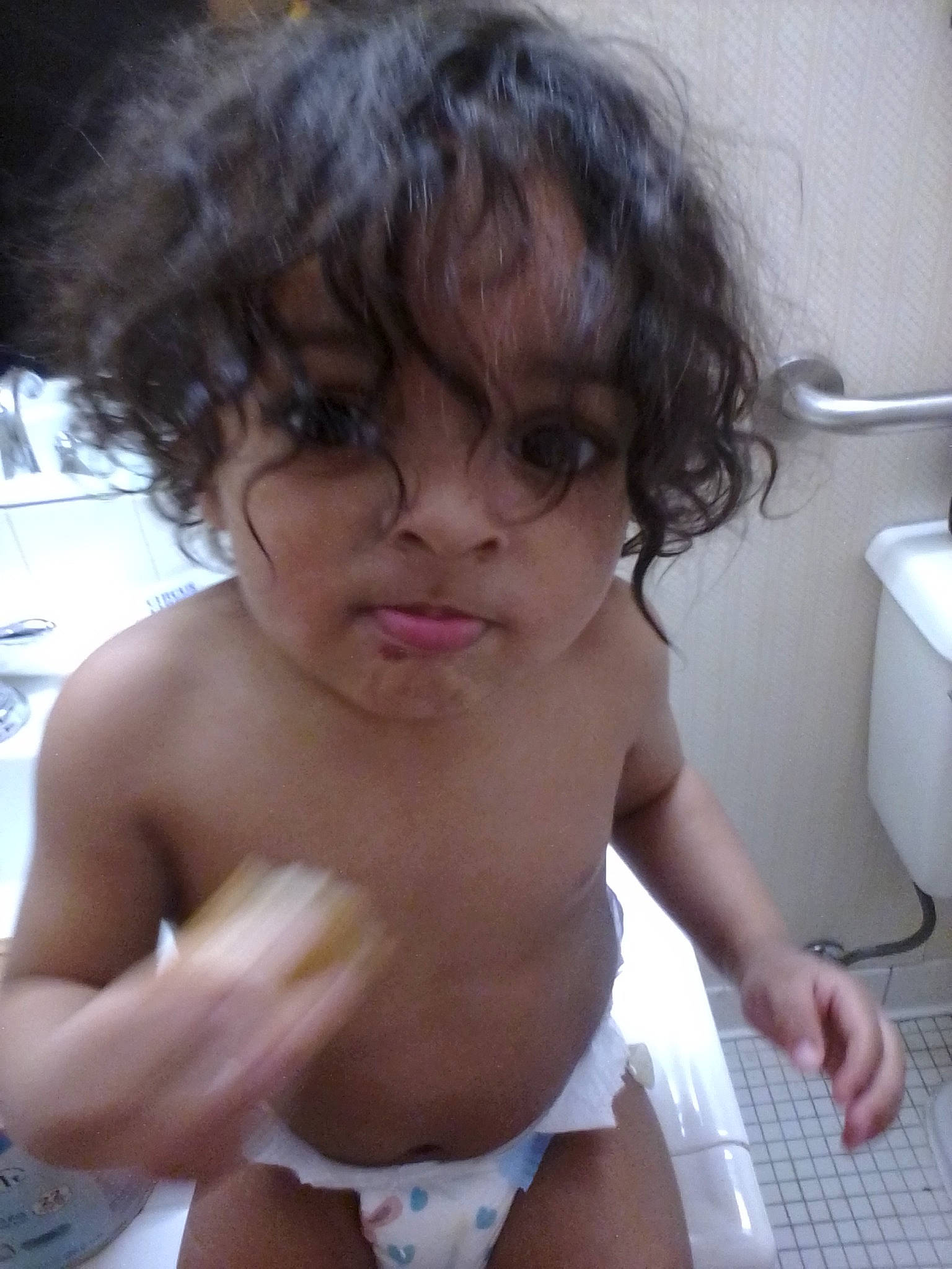 Ace is registered to the contest to win money with this photo: bathroom, cheek, chest, eyebrow, eyelash, finger, gesture, hand, happy, jaw, lip, mouth, muscle, neck, nose, person, shoulder, skin, thumb, toddler