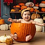 Fernanda joined the competition — help win amazing prizes! baby, pumpkin, headband, smiling, autumn, fall, decor, orange, white_pumpkin, cute, child, seasonal, holiday, festive, happy, sitting, indoor, portrait, celebration, cute_outfit