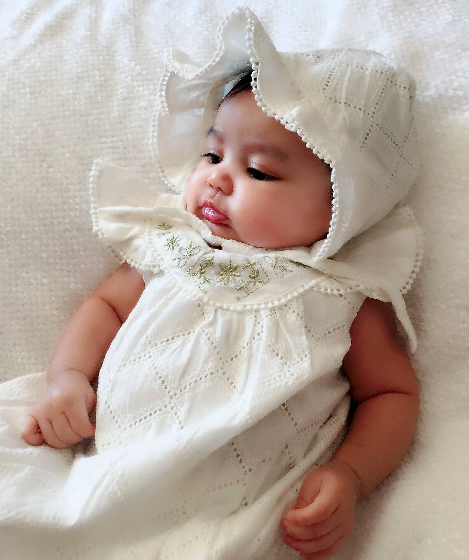 Melody joined the competition — help win amazing prizes! baby, baby_sleeping, beige, bonnet, child, headgear, headwear, person, product, skin, toddler, white