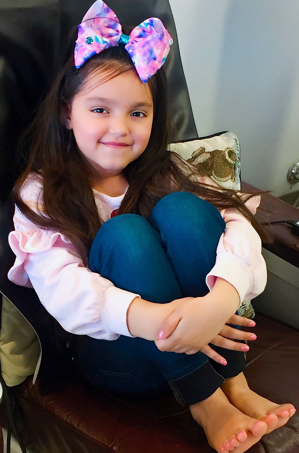 Elizah joined the competition — help win amazing prizes! arm, beauty, child, child_model, daughter, finger, joy, leg, long_hair, person, pink, sitting, skin, toddler