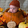 Barnaby is registered to the contest to win money with this photo: baby, pumpkin, hat, autumn_leaves, fall, cutest_pumpkin_in_the_patch_sign, orange_pumpkin, white_pumpkin, green_pumpkin, knitted_hat, baby_face, child, cute, seasonal, holiday, portrait, indoor, decor, child_in_pumpkin, festive