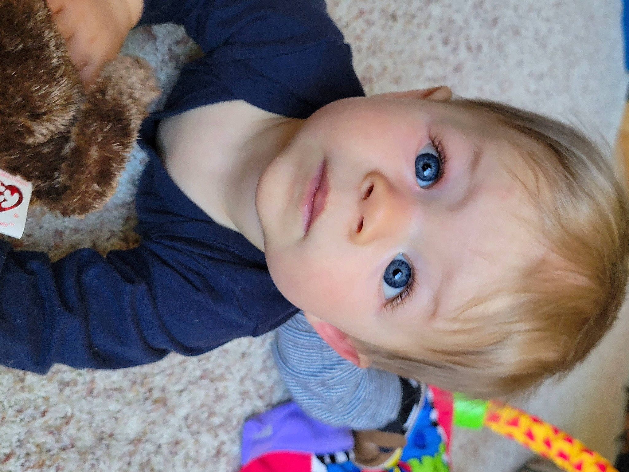Fletcher joined the competition — help win amazing prizes! baby, blue, cheek, child, chin, companion_dog, eyebrow, face, facial_expression, fun, happy, human_body, iris, lip, mouth, nose, person, product, skin, toddler