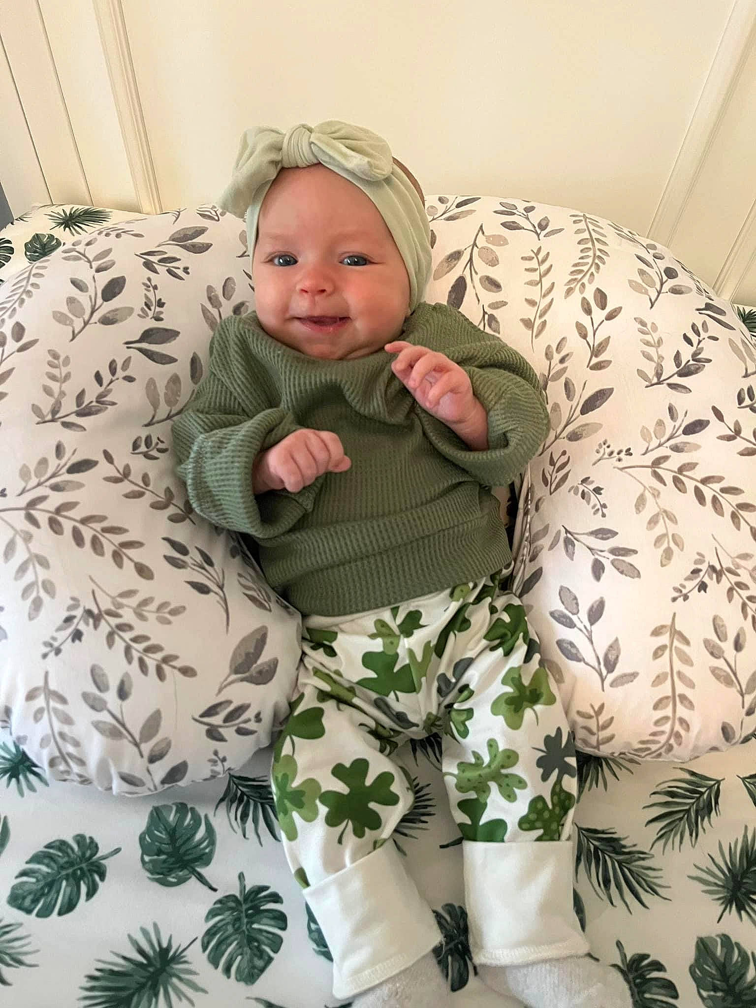 Cali joined the competition — help win amazing prizes! baby, baby_products, baby_safety, baby_toddler_clothing, camouflage, child, comfort, face, joy, linens, military_camouflage, outerwear, pattern, person, personal_protective_equipment, room, sitting, sleeve, smile, textile