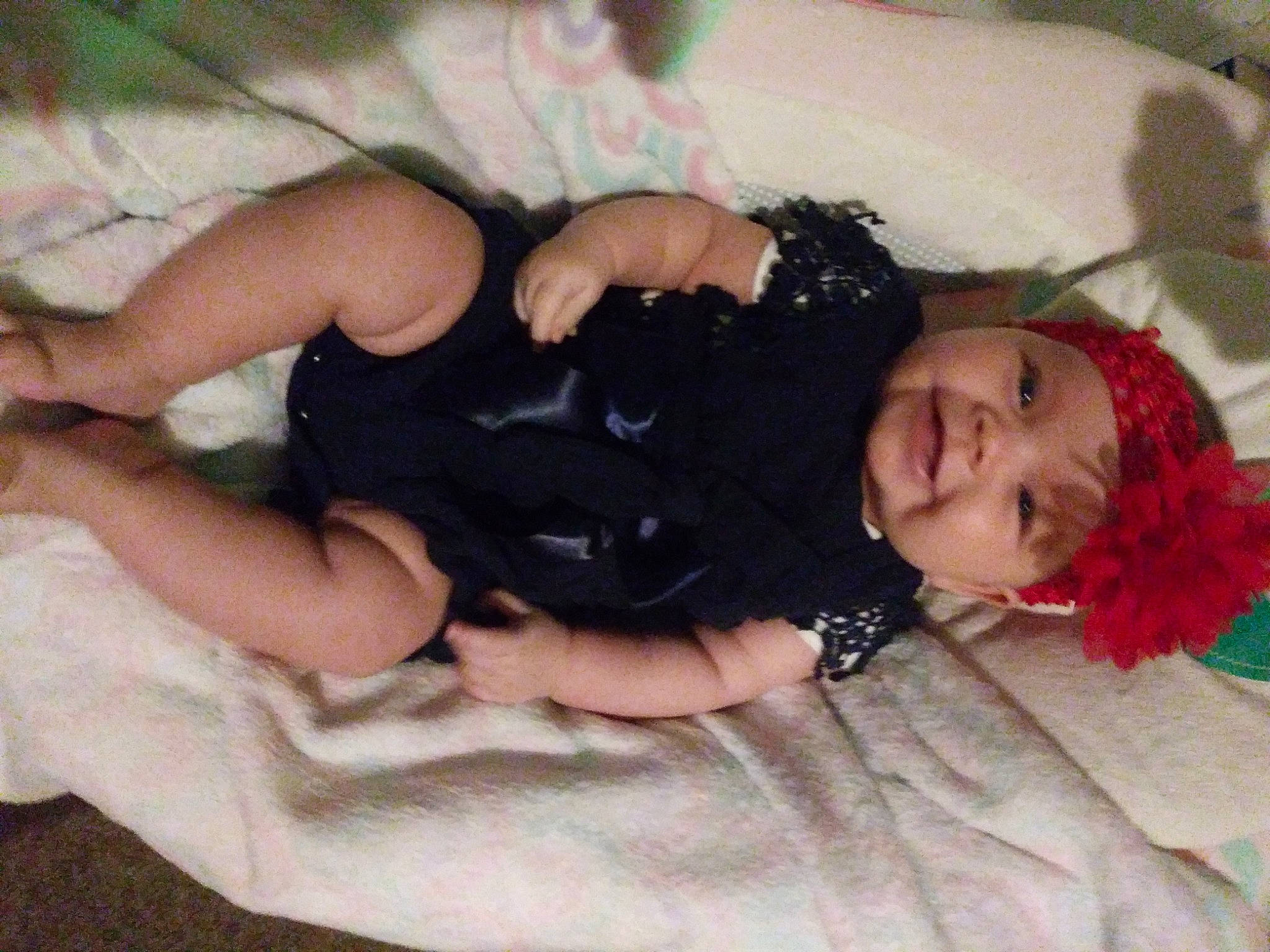 Oaklynn joined the competition — help win amazing prizes! arm, baby, black_hair, child, hand, headwear, leg, person, smile