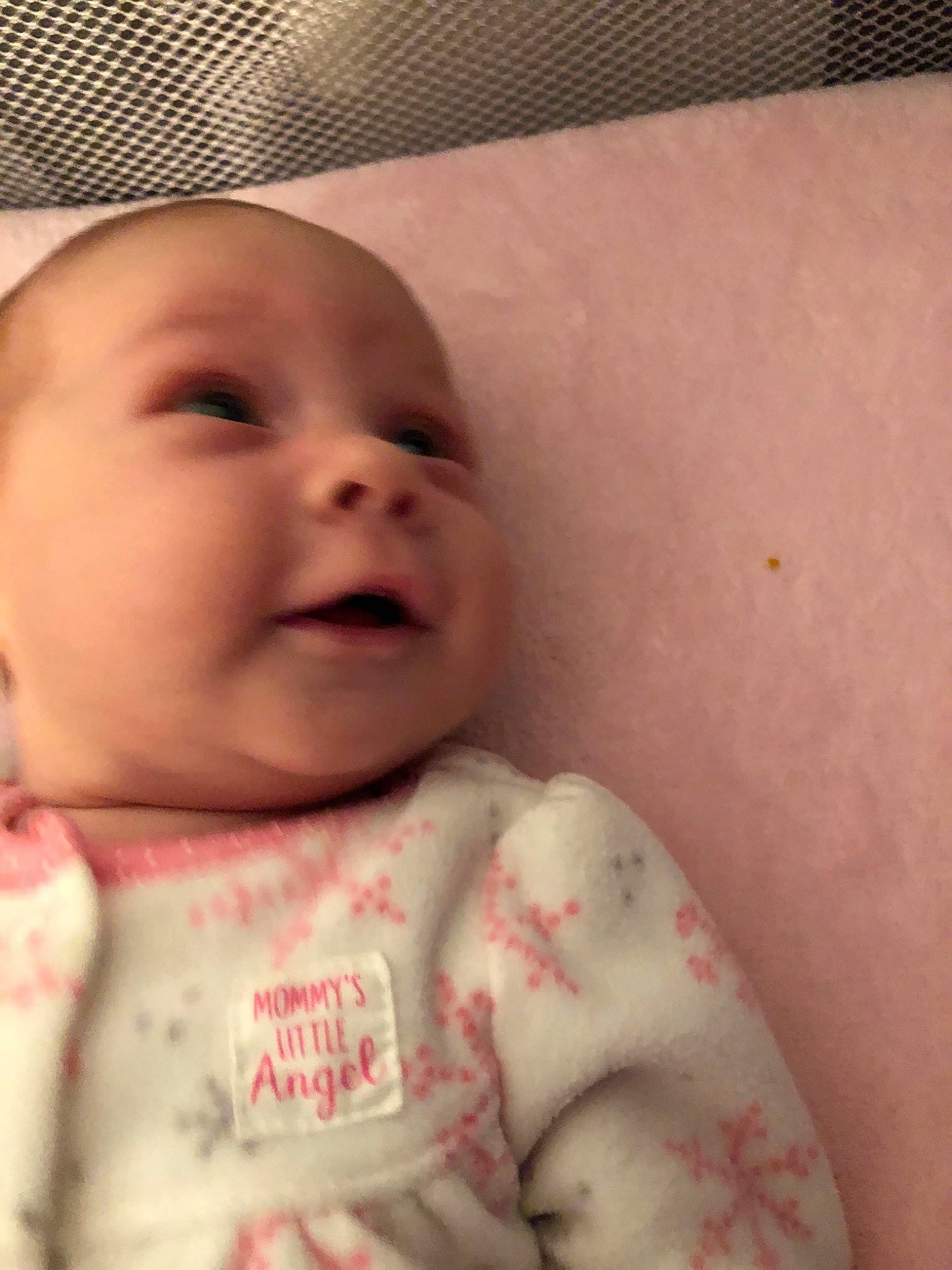 Carleigh is registered to the contest to win money with this photo: bedtime, cheek, child, eye, finger, forehead, girl, hand, infant, lip, mouth, nose, person, product, skin, smile, toddler