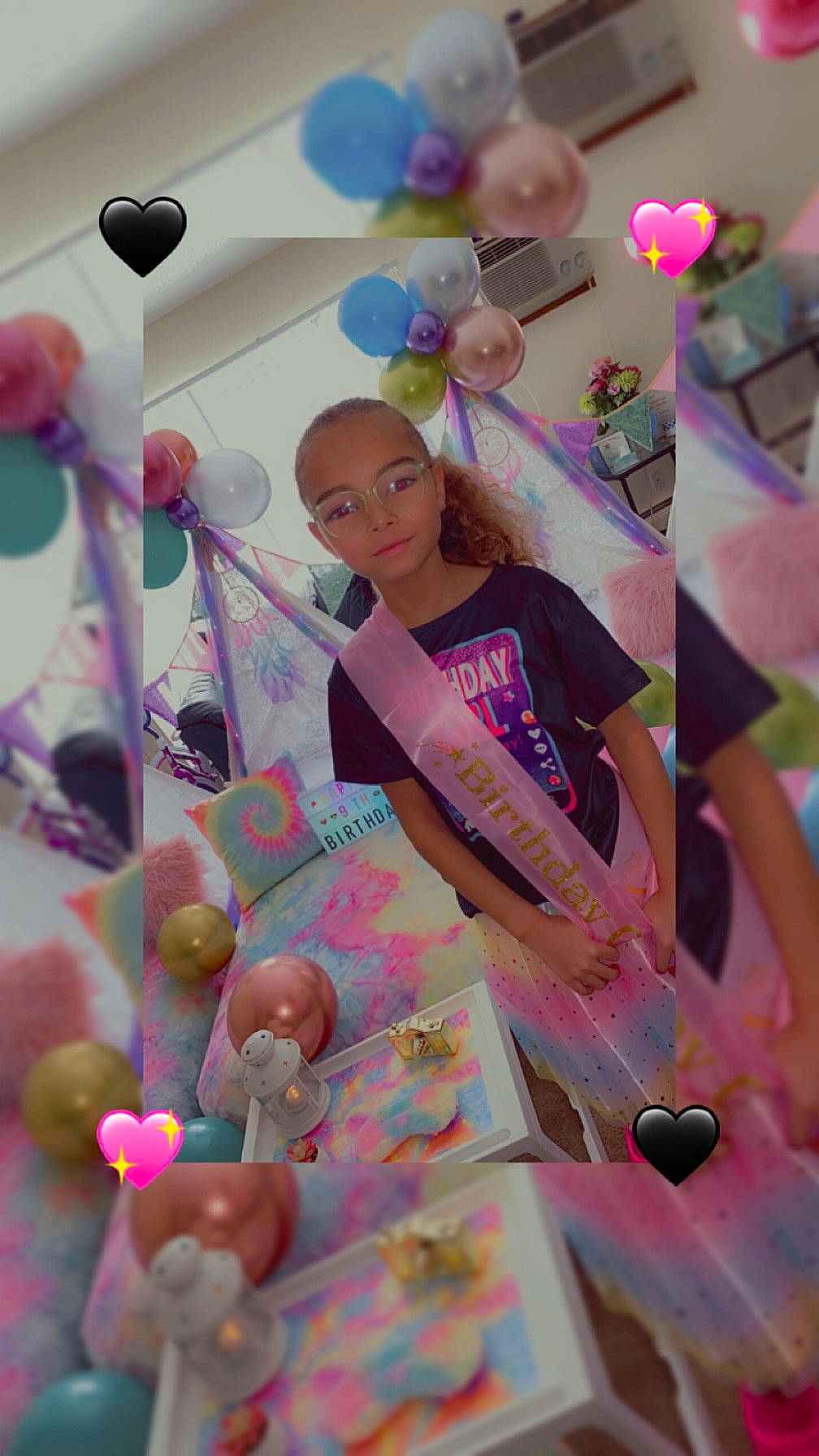 Zahaylee joined the competition — help win amazing prizes! art, balloon, child, circle, event, eyewear, fashion_accessory, fun, happy, magenta, paper, paper_product, party, party_supply, pattern, peach, person, pink, room, sweetness