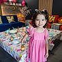 architecture, building, child, clothing, couch, diningroom, diningtable, dress, face, female, furniture, girl, head, indoors, livingroom, person, photography, portrait, room, table