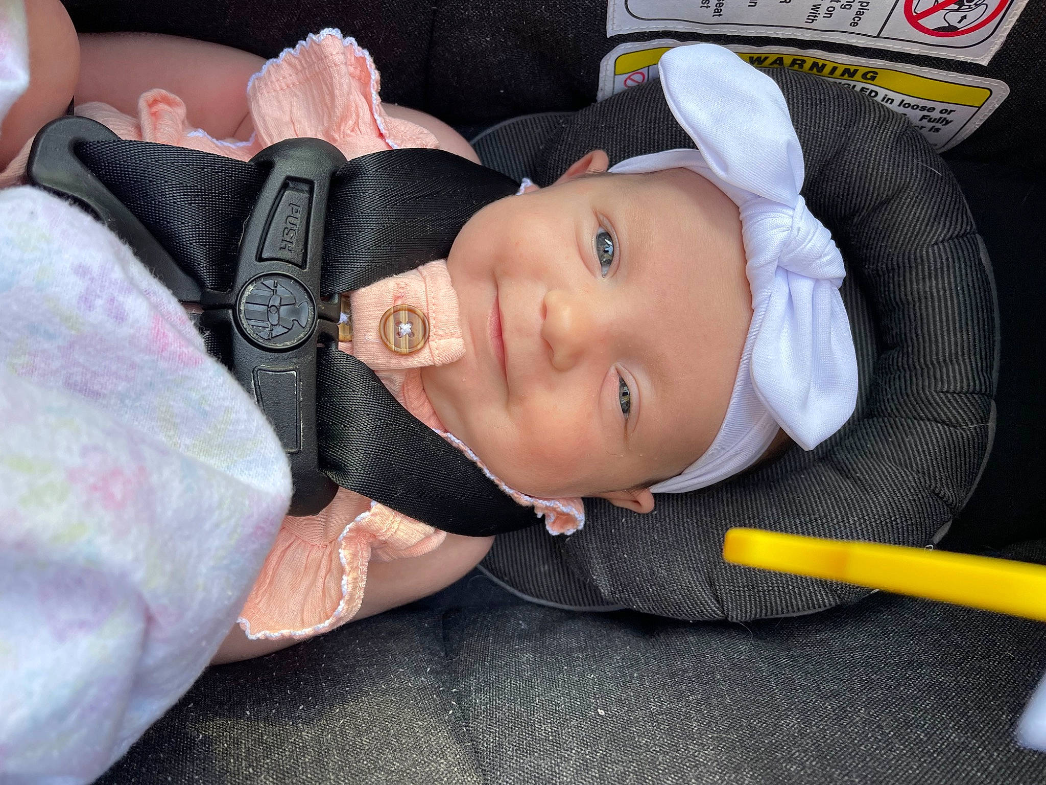Kaydence joined the competition — help win amazing prizes! auto_part, baby, baby_carriage, baby_products, baby_toddler_clothing, cap, car_seat, cheek, child, comfort, eye, eyelash, fashion_accessory, hat, headwear, linens, pattern, person, sitting, skin