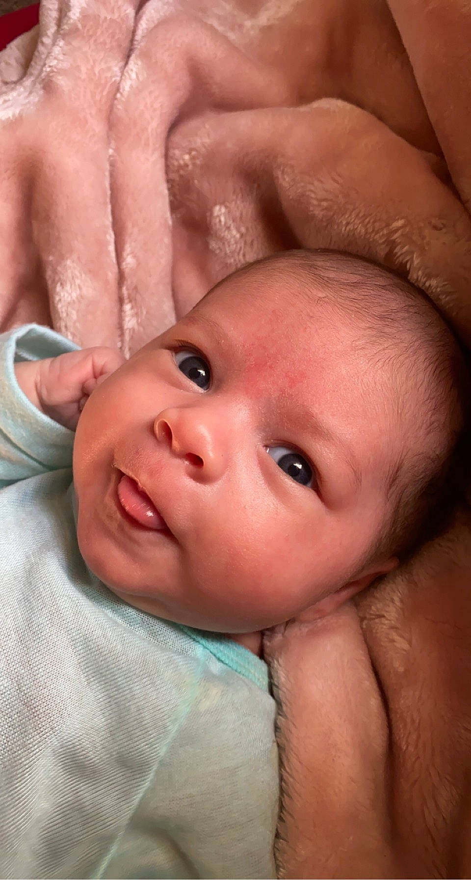 Lily is registered to the contest to win money with this photo: baby, cheek, chin, eye, eyebrow, eyelash, forehead, fun, happy, head, iris, jaw, lip, mouth, neck, nose, person, skin, smile, thumb